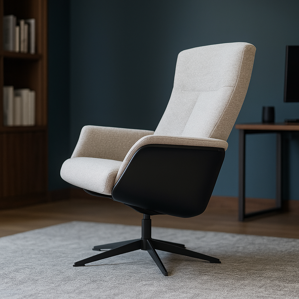 Black leather Swivel Lounge Chair SL-HJ3461 -  Lounge Chairs - ebarza Furniture UAE | Shop Modern Furniture in Abu Dhabi & Dubai - مفروشات ايبازرا في الامارات | تسوق اثاث عصري وديكورات مميزة في دبي وابوظبي