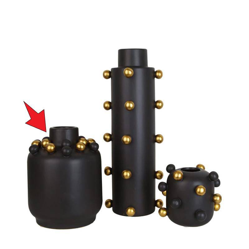 Black + Little Golden Balls Vase B Fa-D1910B -  Vases - ebarza Furniture UAE | Shop Modern Furniture in Abu Dhabi & Dubai - مفروشات ايبازرا في الامارات | تسوق اثاث عصري وديكورات مميزة في دبي وابوظبي