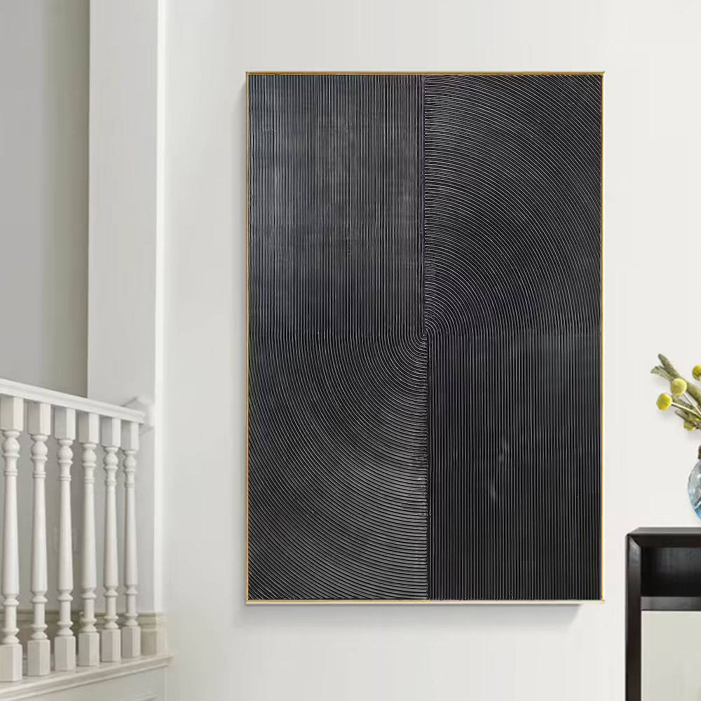Black Loop Hand Painted Art Painting With Gold Frame 200X120 Cm Soaap0103 -  Paintings - ebarza Furniture UAE | Shop Modern Furniture in Abu Dhabi & Dubai - مفروشات ايبازرا في الامارات | تسوق اثاث عصري وديكورات مميزة في دبي وابوظبي