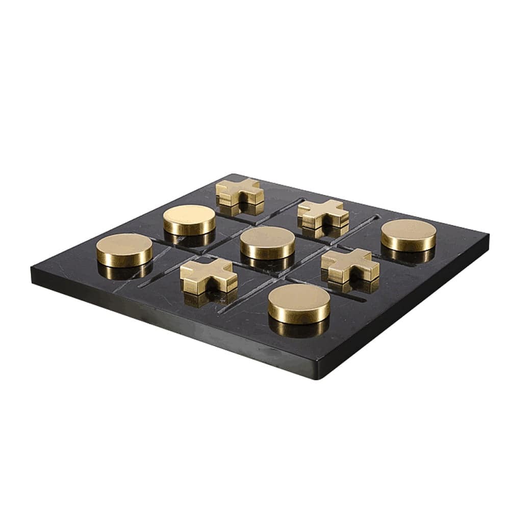 Black Marble Board Game With Gold Stainless Steel Pieces Fc-W2108A -  Home Decor Figurines - ebarza Furniture UAE | Shop Modern Furniture in Abu Dhabi & Dubai - مفروشات ايبازرا في الامارات | تسوق اثاث عصري وديكورات مميزة في دبي وابوظبي