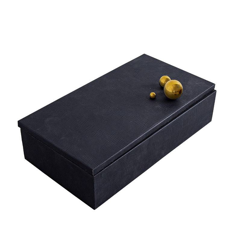 Black Rectangle & Metal Ball Box Fb-Pg2009A -  Decorative Boxes - ebarza Furniture UAE | Shop Modern Furniture in Abu Dhabi & Dubai - مفروشات ايبازرا في الامارات | تسوق اثاث عصري وديكورات مميزة في دبي وابوظبي