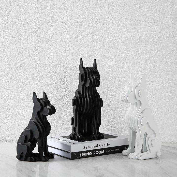Black Resin Abstract Dog Sculpture - Small Fc-Sz2132B -  Home Decor Figurines - ebarza Furniture UAE | Shop Modern Furniture in Abu Dhabi & Dubai - مفروشات ايبازرا في الامارات | تسوق اثاث عصري وديكورات مميزة في دبي وابوظبي