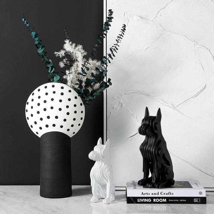 Black Resin Abstract Dog Sculpture - Small Fc-Sz2132B -  Home Decor Figurines - ebarza Furniture UAE | Shop Modern Furniture in Abu Dhabi & Dubai - مفروشات ايبازرا في الامارات | تسوق اثاث عصري وديكورات مميزة في دبي وابوظبي