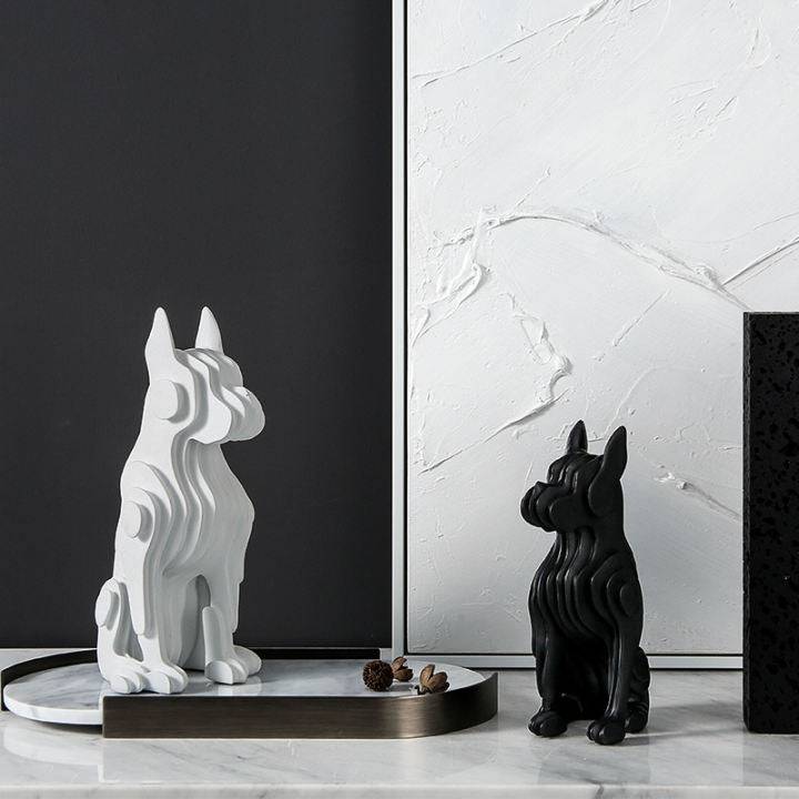 Black Resin Abstract Dog Sculpture - Small Fc-Sz2132B -  Home Decor Figurines - ebarza Furniture UAE | Shop Modern Furniture in Abu Dhabi & Dubai - مفروشات ايبازرا في الامارات | تسوق اثاث عصري وديكورات مميزة في دبي وابوظبي