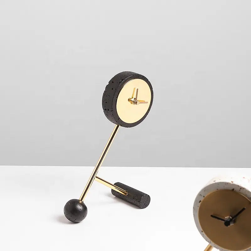 Black Resin Clock With Gold Face FB-W22015B -  Clocks - ebarza Furniture UAE | Shop Modern Furniture in Abu Dhabi & Dubai - مفروشات ايبازرا في الامارات | تسوق اثاث عصري وديكورات مميزة في دبي وابوظبي