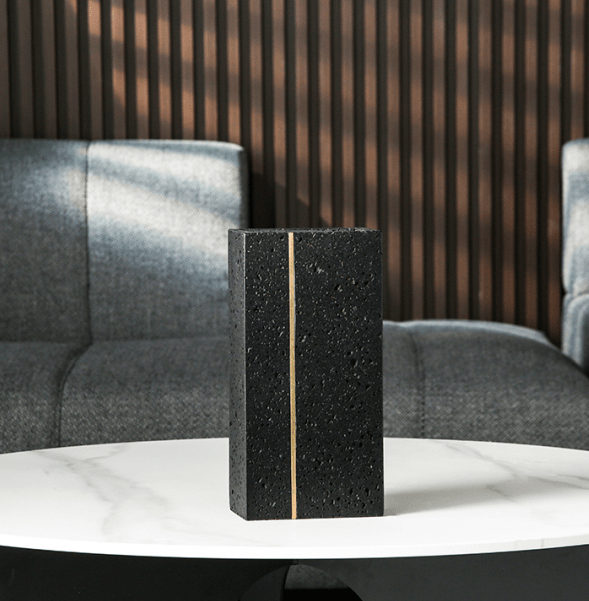 Black Stone Vase  -A Fb-T2022A -  Vases - ebarza Furniture UAE | Shop Modern Furniture in Abu Dhabi & Dubai - مفروشات ايبازرا في الامارات | تسوق اثاث عصري وديكورات مميزة في دبي وابوظبي