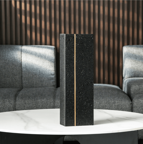 Black Stone Vase  -A Fb-T2022A -  Vases - ebarza Furniture UAE | Shop Modern Furniture in Abu Dhabi & Dubai - مفروشات ايبازرا في الامارات | تسوق اثاث عصري وديكورات مميزة في دبي وابوظبي