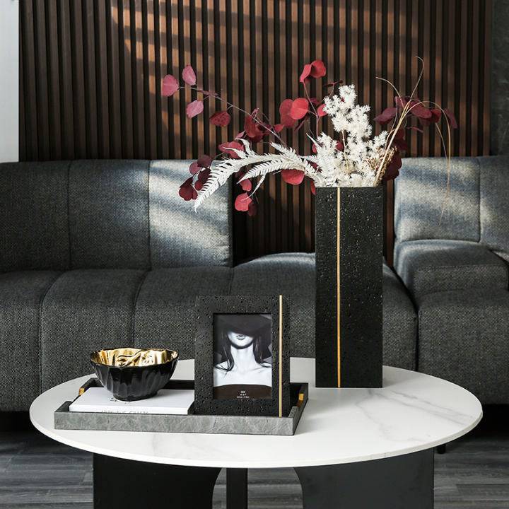 Black Stone Vase  -B Fb-T2022B -  Vases - ebarza Furniture UAE | Shop Modern Furniture in Abu Dhabi & Dubai - مفروشات ايبازرا في الامارات | تسوق اثاث عصري وديكورات مميزة في دبي وابوظبي