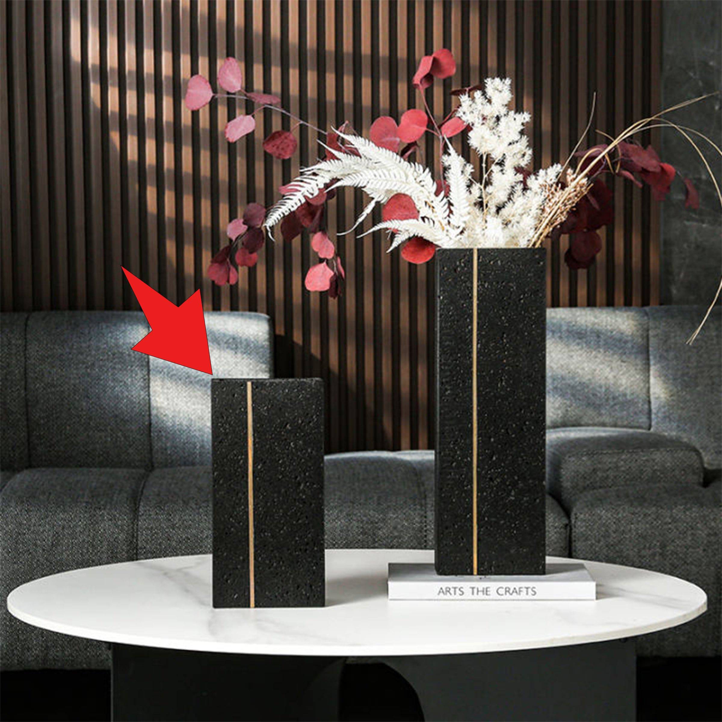Black Stone Vase  -B Fb-T2022B -  Vases - ebarza Furniture UAE | Shop Modern Furniture in Abu Dhabi & Dubai - مفروشات ايبازرا في الامارات | تسوق اثاث عصري وديكورات مميزة في دبي وابوظبي