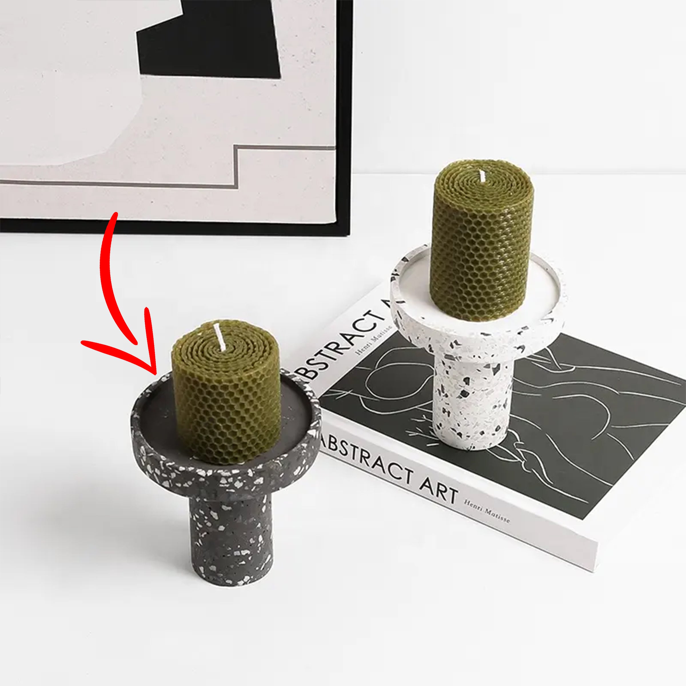 Black Terrazzo Candleholder FB-T2218B -  Candle Holders - ebarza Furniture UAE | Shop Modern Furniture in Abu Dhabi & Dubai - مفروشات ايبازرا في الامارات | تسوق اثاث عصري وديكورات مميزة في دبي وابوظبي