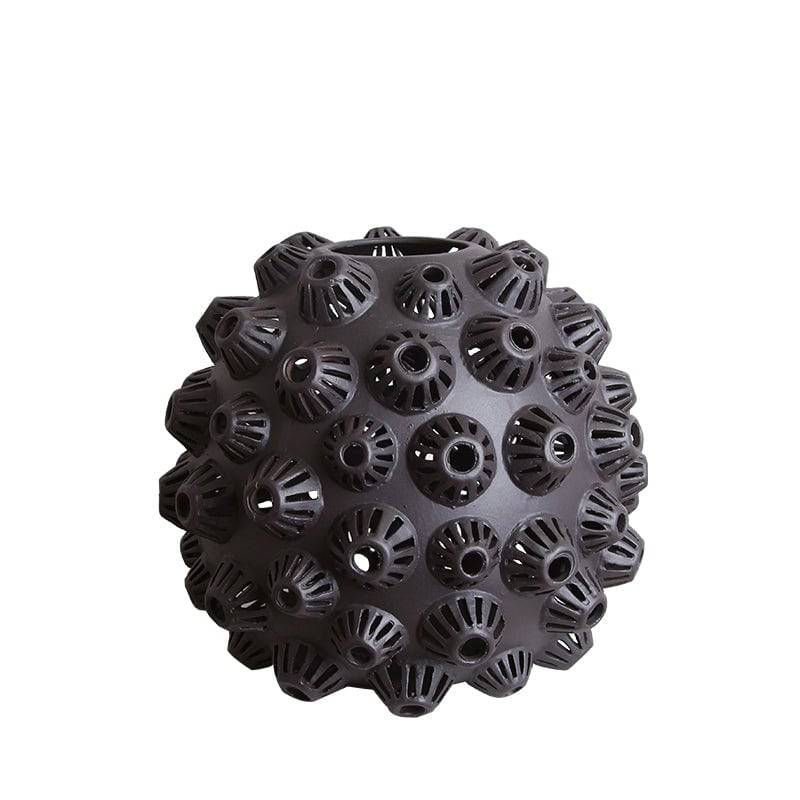 Black Urchin Vase Fa-D21007B -  Vases - ebarza Furniture UAE | Shop Modern Furniture in Abu Dhabi & Dubai - مفروشات ايبازرا في الامارات | تسوق اثاث عصري وديكورات مميزة في دبي وابوظبي
