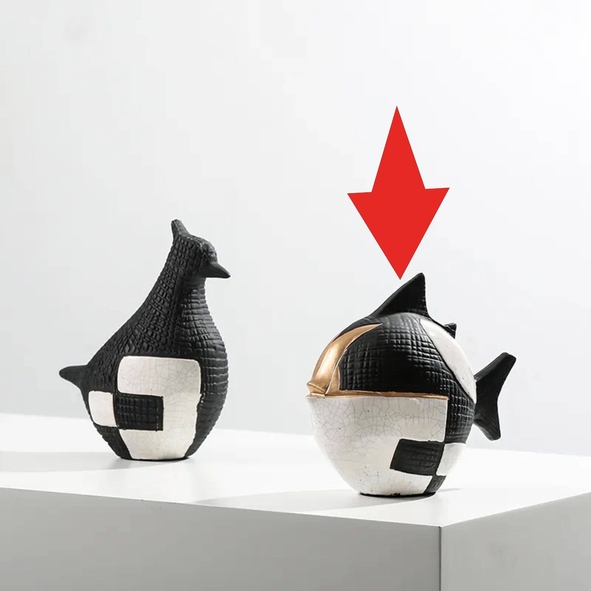 Black, White & Gold Ceramic Puffer Fish Fa-D22025 -  Home Decor Figurines - ebarza Furniture UAE | Shop Modern Furniture in Abu Dhabi & Dubai - مفروشات ايبازرا في الامارات | تسوق اثاث عصري وديكورات مميزة في دبي وابوظبي