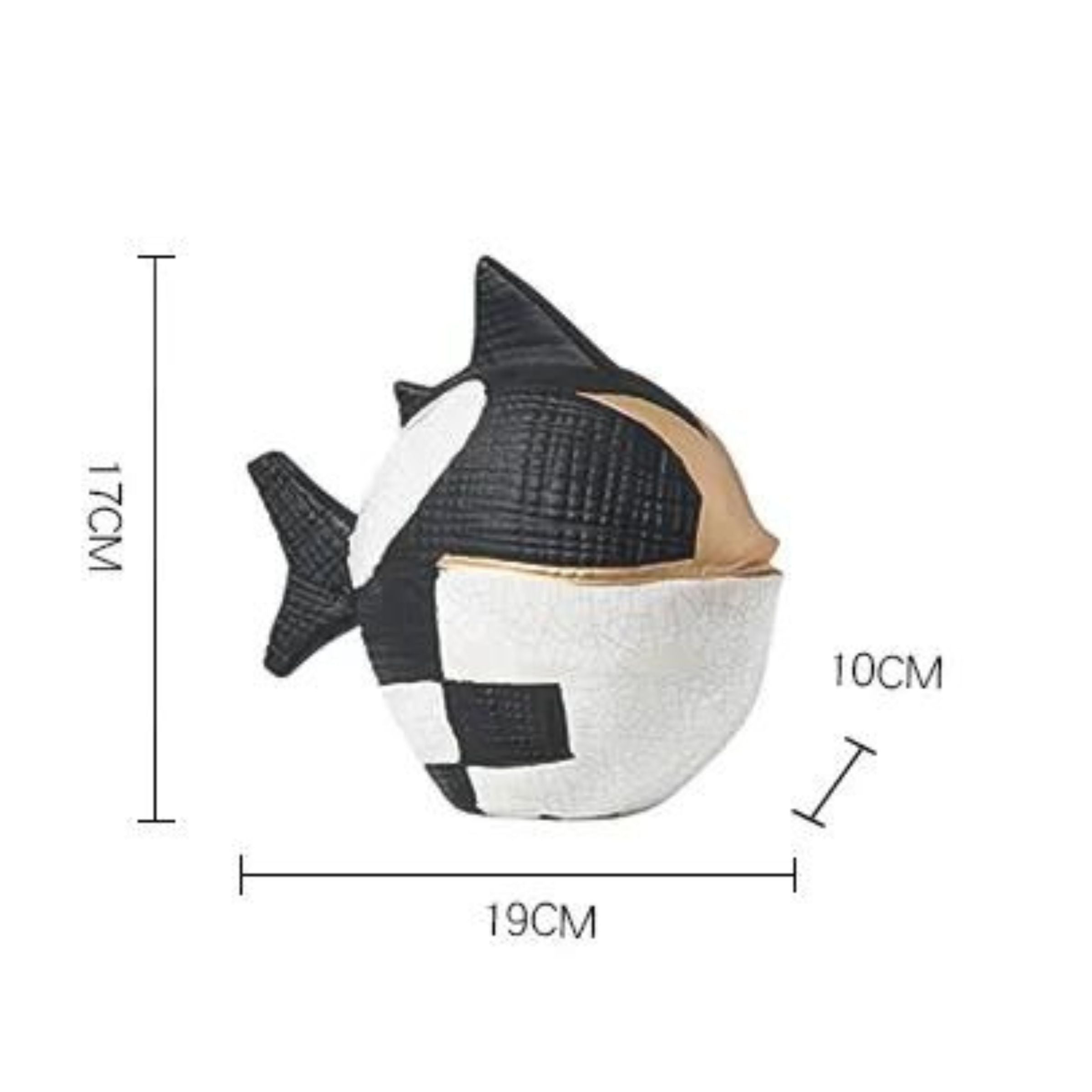 Black, White & Gold Ceramic Puffer Fish Fa-D22025 -  Home Decor Figurines - ebarza Furniture UAE | Shop Modern Furniture in Abu Dhabi & Dubai - مفروشات ايبازرا في الامارات | تسوق اثاث عصري وديكورات مميزة في دبي وابوظبي