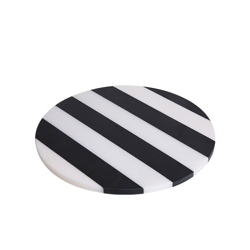 Black & White Striped Marble Round Tray Fb-T2109 -  Trays - ebarza Furniture UAE | Shop Modern Furniture in Abu Dhabi & Dubai - مفروشات ايبازرا في الامارات | تسوق اثاث عصري وديكورات مميزة في دبي وابوظبي