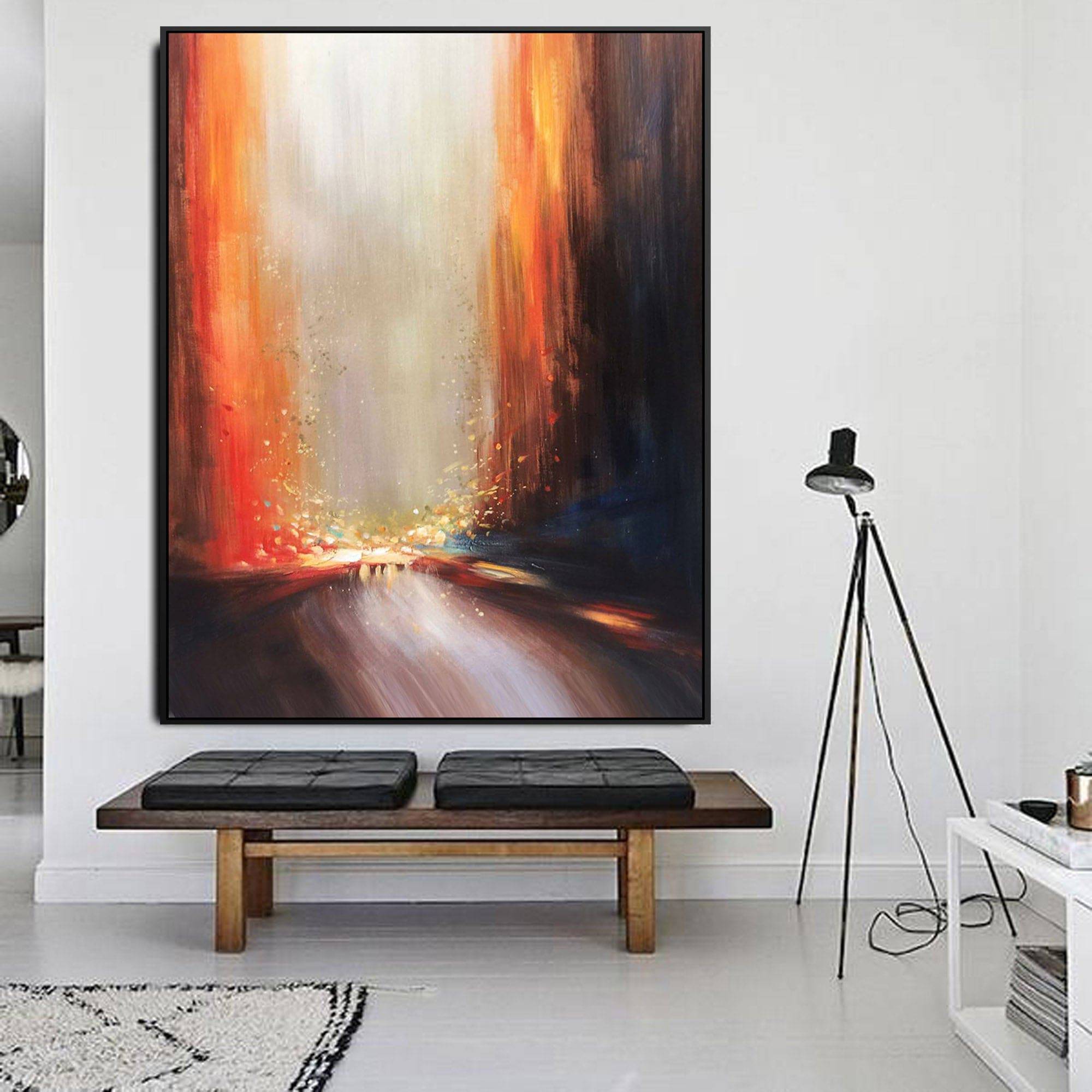 Blurry Night Hand Painted Art Painting With Frame 130X90 Cm Soap052 -  Paintings - ebarza Furniture UAE | Shop Modern Furniture in Abu Dhabi & Dubai - مفروشات ايبازرا في الامارات | تسوق اثاث عصري وديكورات مميزة في دبي وابوظبي