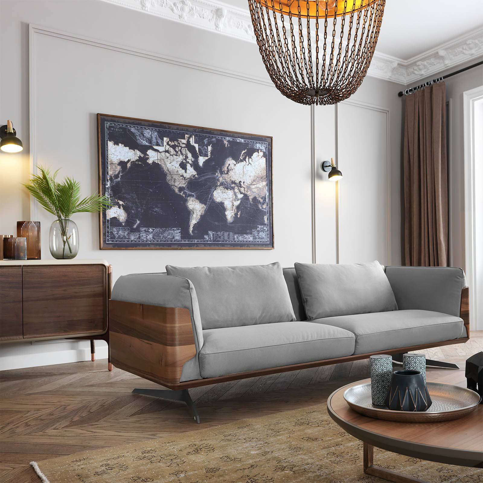 Brooklyn Sofa Bro016Ow-Gr -  Sofas - ebarza Furniture UAE | Shop Modern Furniture in Abu Dhabi & Dubai - مفروشات ايبازرا في الامارات | تسوق اثاث عصري وديكورات مميزة في دبي وابوظبي