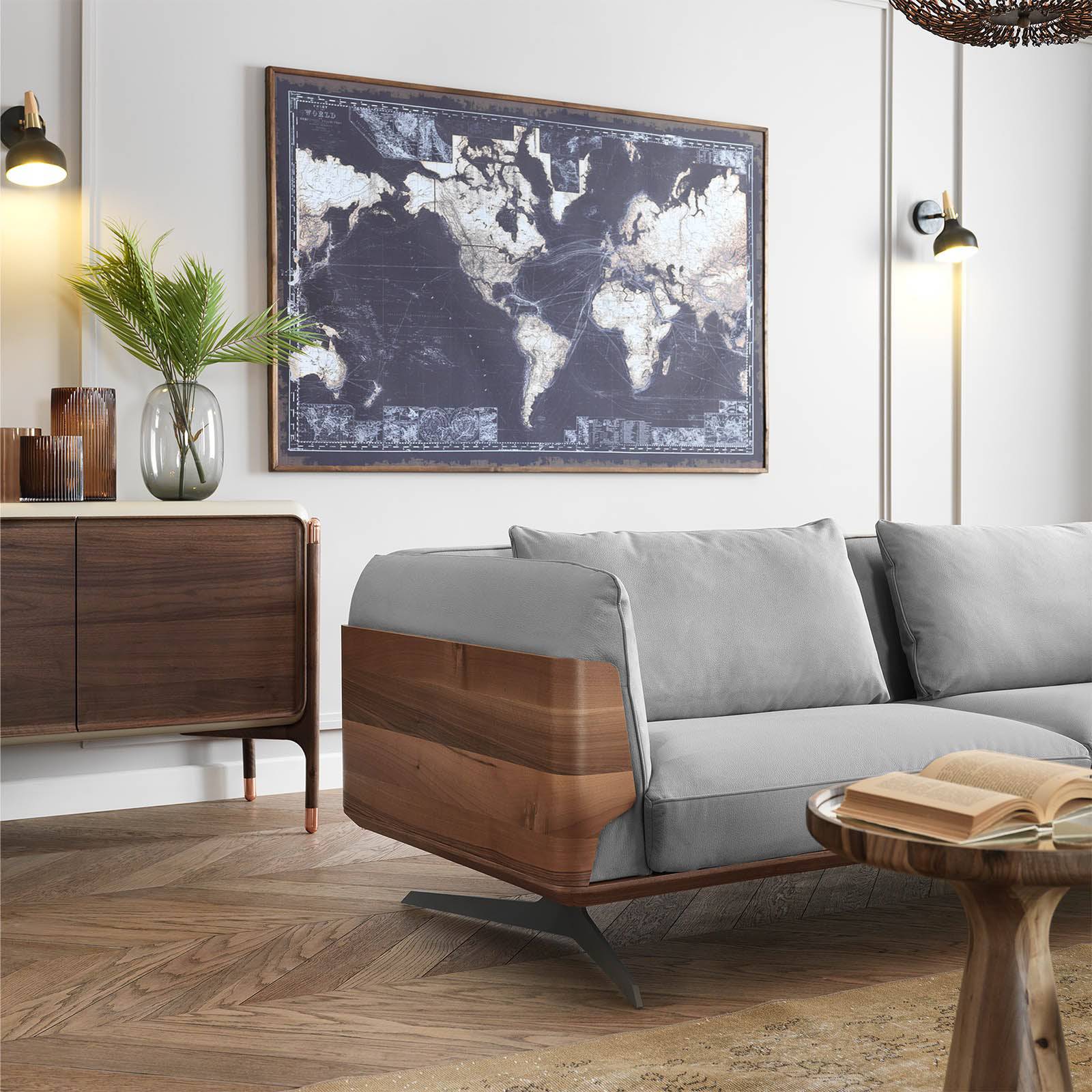 Brooklyn Sofa Bro016Ow-Gr -  Sofas - ebarza Furniture UAE | Shop Modern Furniture in Abu Dhabi & Dubai - مفروشات ايبازرا في الامارات | تسوق اثاث عصري وديكورات مميزة في دبي وابوظبي
