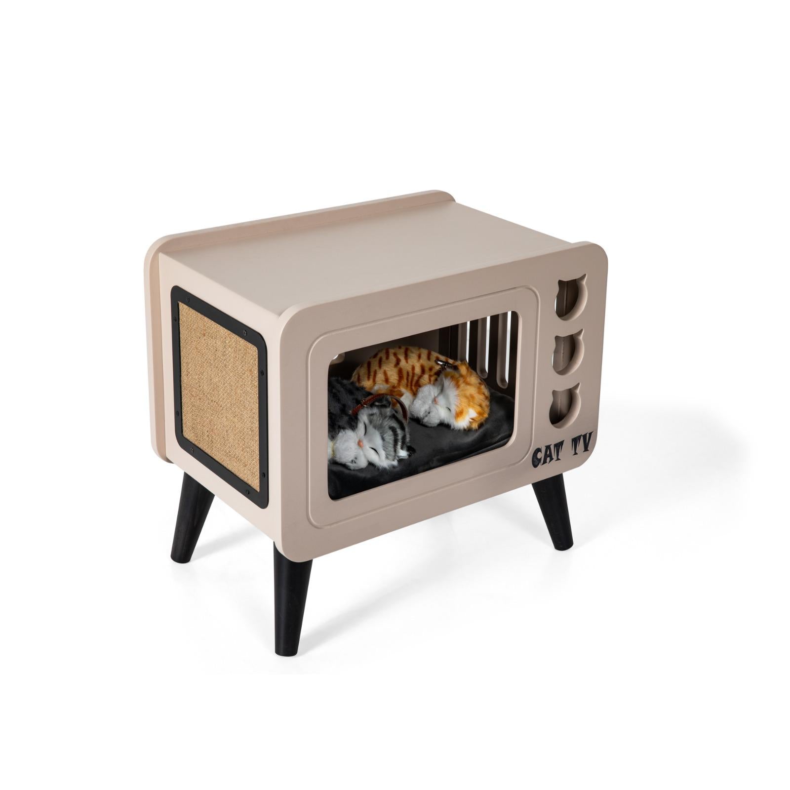 Cat Home & Vintage TV Coffee Table Cappuccino colour HW-CTCS1CT -  Side Tables - ebarza Furniture UAE | Shop Modern Furniture in Abu Dhabi & Dubai - مفروشات ايبازرا في الامارات | تسوق اثاث عصري وديكورات مميزة في دبي وابوظبي
