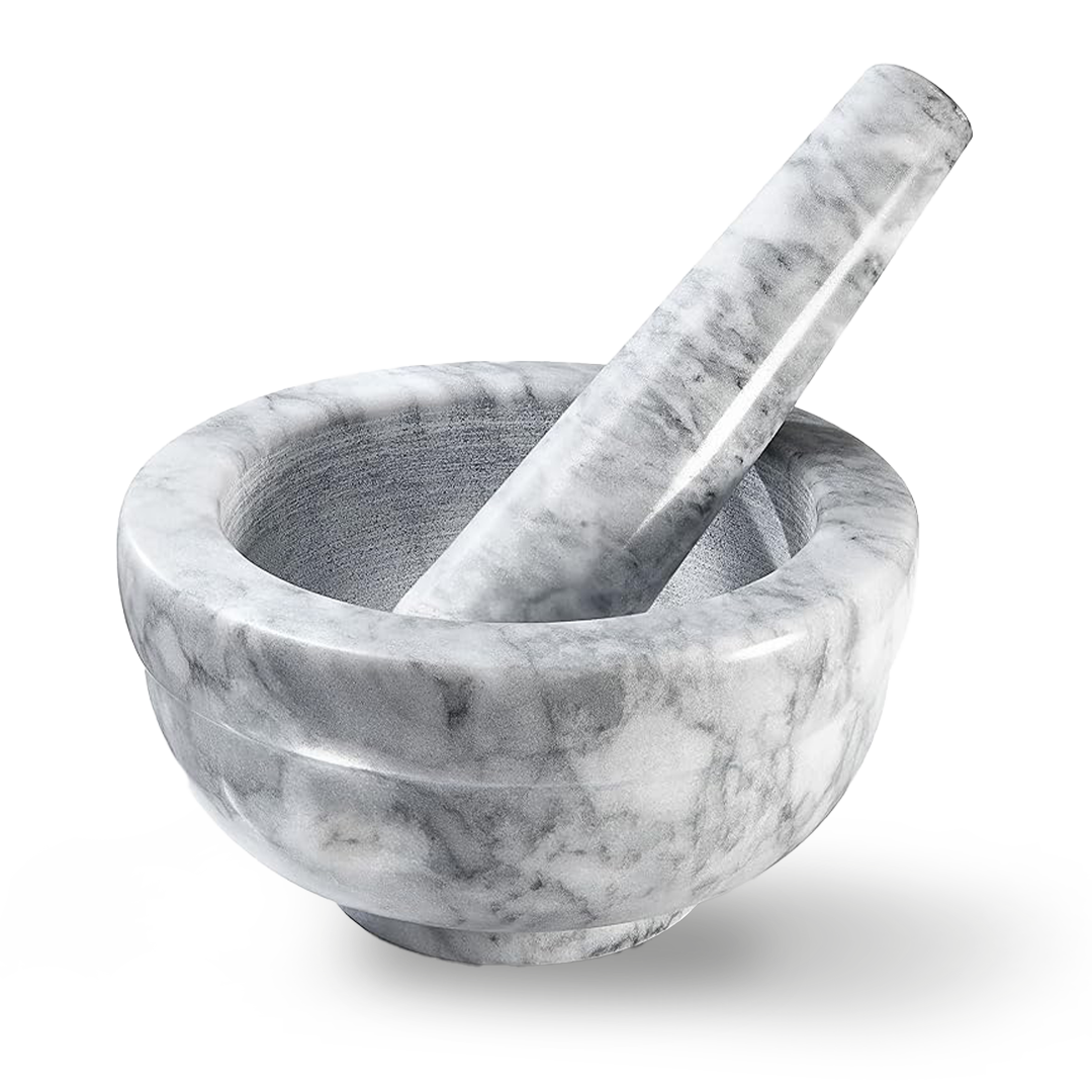 Cloudy White Marble Pestle And Mortar Dia 12x H 6cm - WMPM1206 -  Cookware Sets - ebarza Furniture UAE | Shop Modern Furniture in Abu Dhabi & Dubai - مفروشات ايبازرا في الامارات | تسوق اثاث عصري وديكورات مميزة في دبي وابوظبي