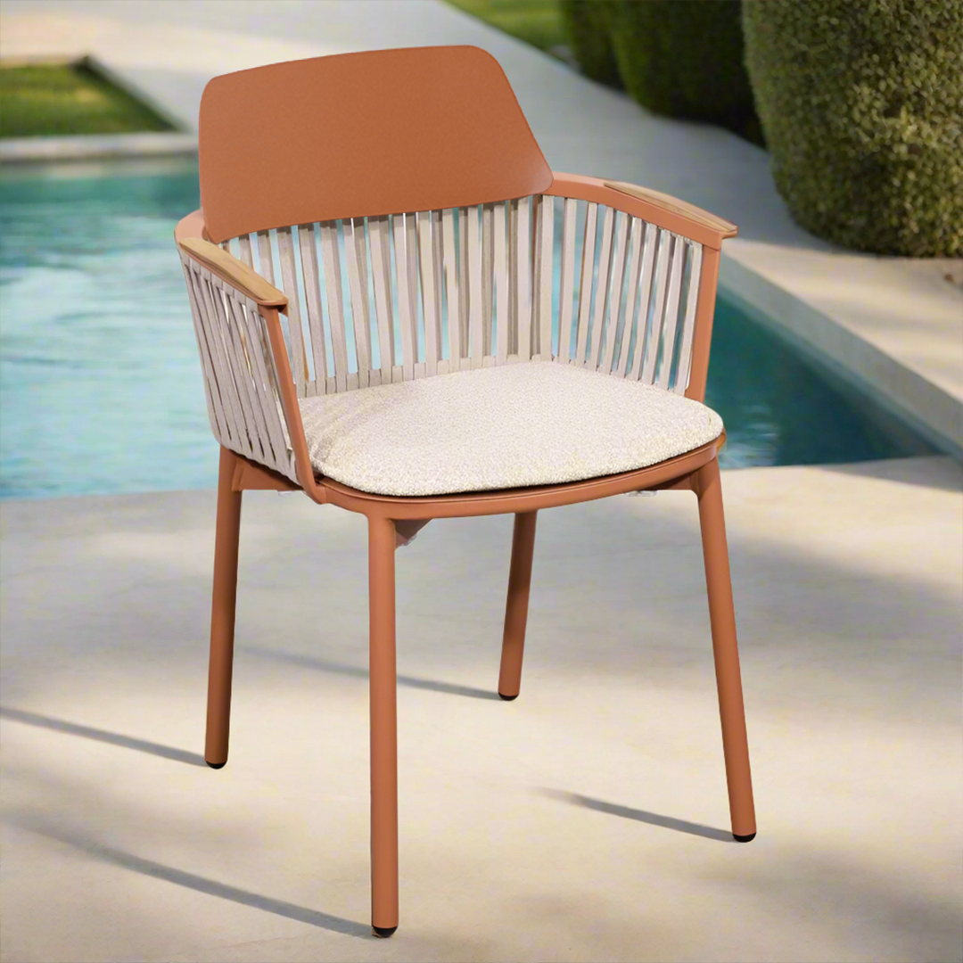 Porto Outdoor Dining/Armchair with Alu Back and PVC Strap - AC2022N04ROP -  Chairs - ebarza Furniture UAE | Shop Modern Furniture in Abu Dhabi & Dubai - مفروشات ايبازرا في الامارات | تسوق اثاث عصري وديكورات مميزة في دبي وابوظبي