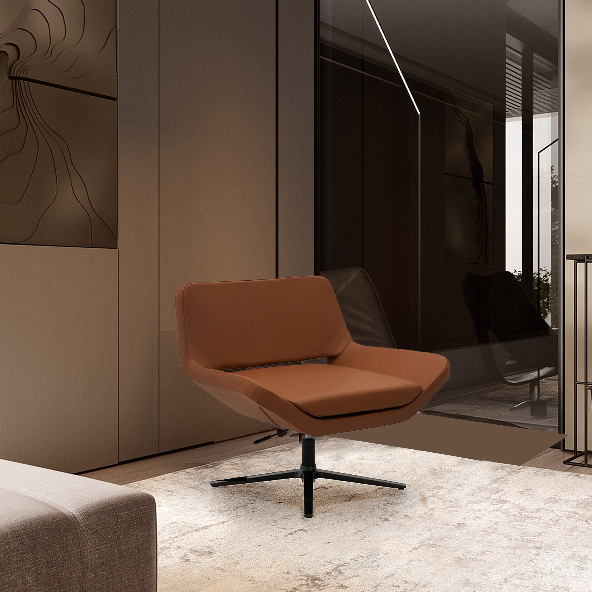 Lounge Chair - H-5146- Caramel -  Lounge Chairs - ebarza Furniture UAE | Shop Modern Furniture in Abu Dhabi & Dubai - مفروشات ايبازرا في الامارات | تسوق اثاث عصري وديكورات مميزة في دبي وابوظبي