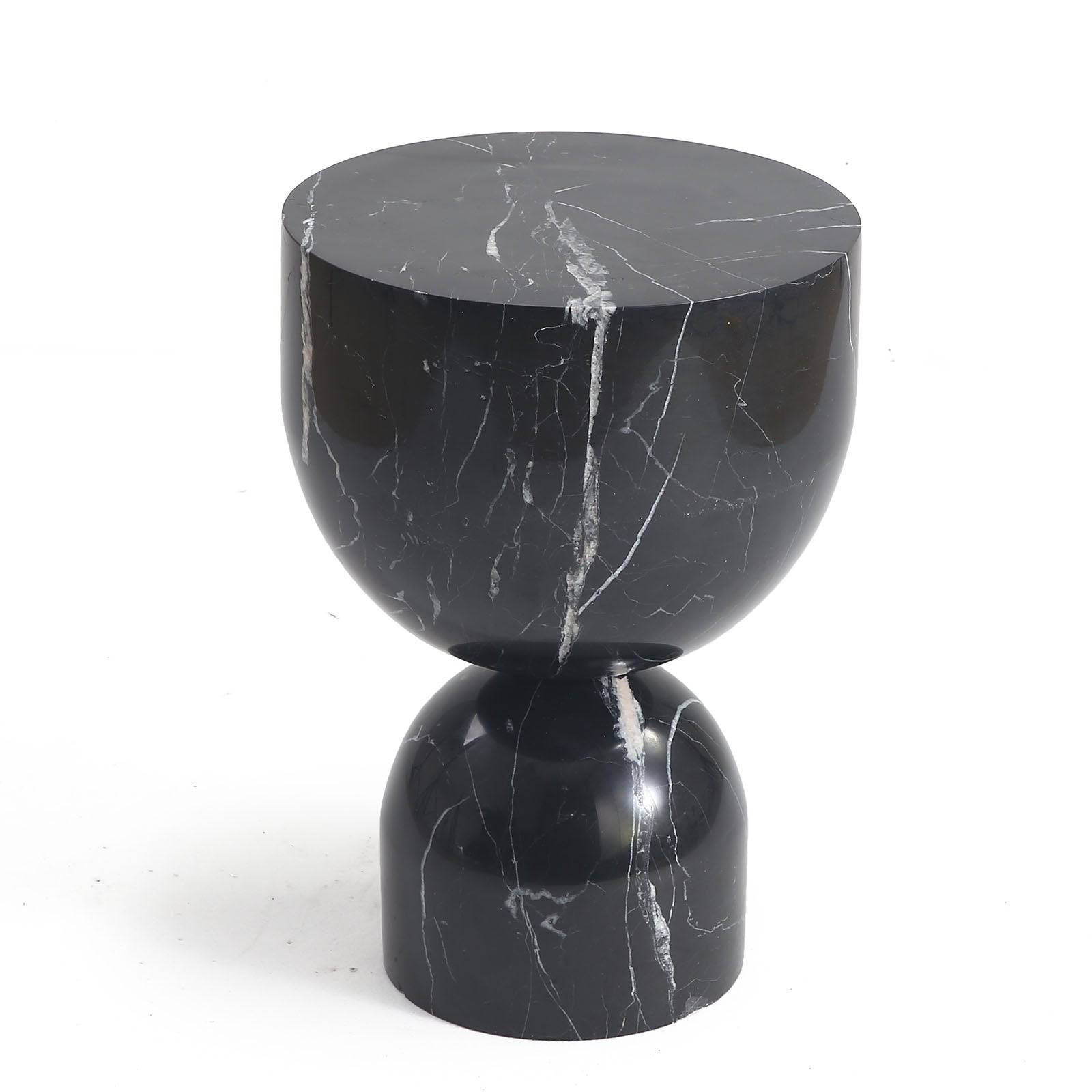 Chess Natural Marble Side Table ST8687-30-Bk -  Side Tables - ebarza Furniture UAE | Shop Modern Furniture in Abu Dhabi & Dubai - مفروشات ايبازرا في الامارات | تسوق اثاث عصري وديكورات مميزة في دبي وابوظبي