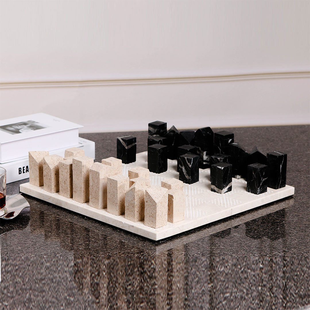 Chessboard Beige & Black - KG3003 -  Home Decor Figurines - ebarza Furniture UAE | Shop Modern Furniture in Abu Dhabi & Dubai - مفروشات ايبازرا في الامارات | تسوق اثاث عصري وديكورات مميزة في دبي وابوظبي