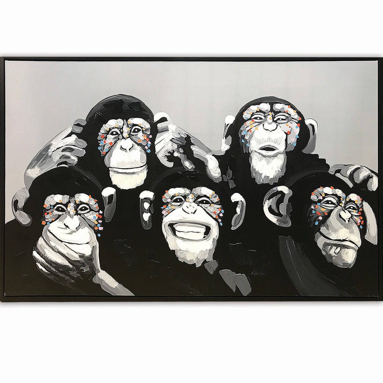 Chimpanzee Gang Hand Painted Art Painting With Frame 180X90Cm Pnb892 Soap0068 -  Paintings - ebarza Furniture UAE | Shop Modern Furniture in Abu Dhabi & Dubai - مفروشات ايبازرا في الامارات | تسوق اثاث عصري وديكورات مميزة في دبي وابوظبي