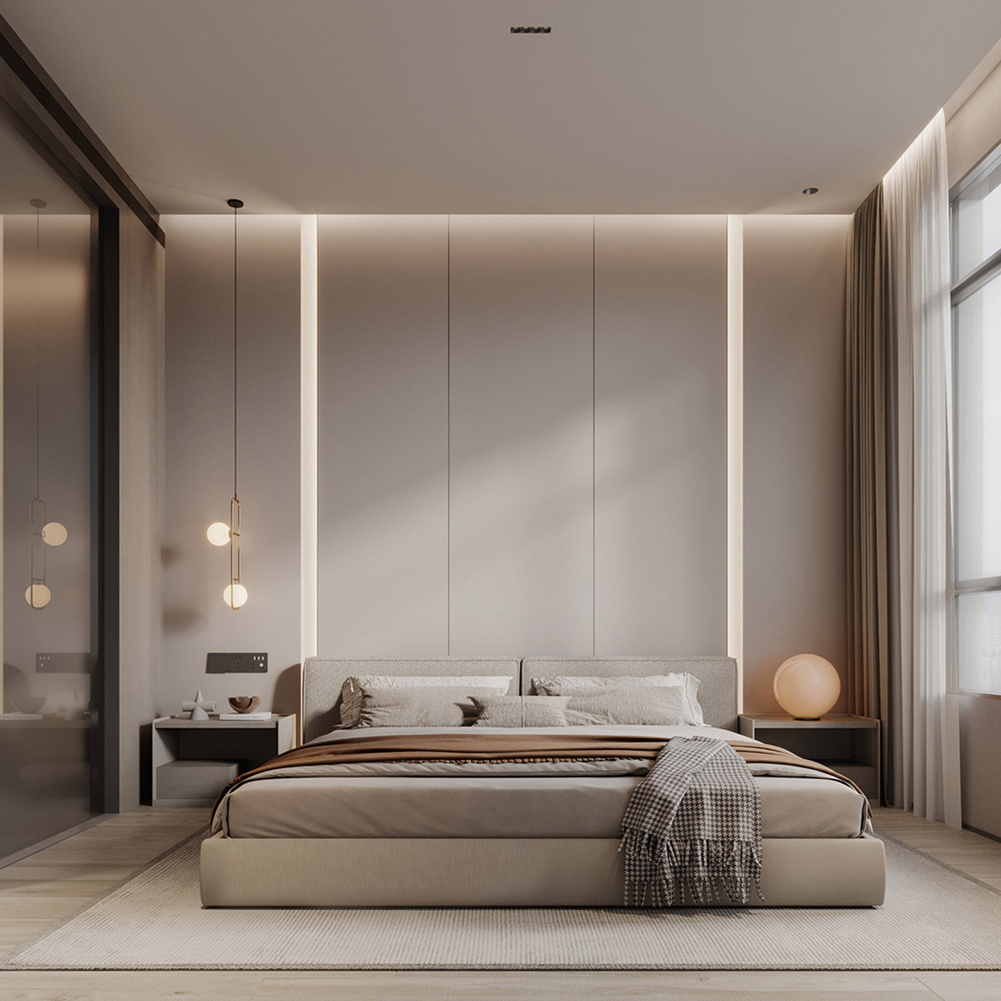 122*300cm WPC DECORATION PANEL BB STITCHING COLOUR :H205YP Milk Coffee BB -  Wall Panels - ebarza Furniture UAE | Shop Modern Furniture in Abu Dhabi & Dubai - مفروشات ايبازرا في الامارات | تسوق اثاث عصري وديكورات مميزة في دبي وابوظبي