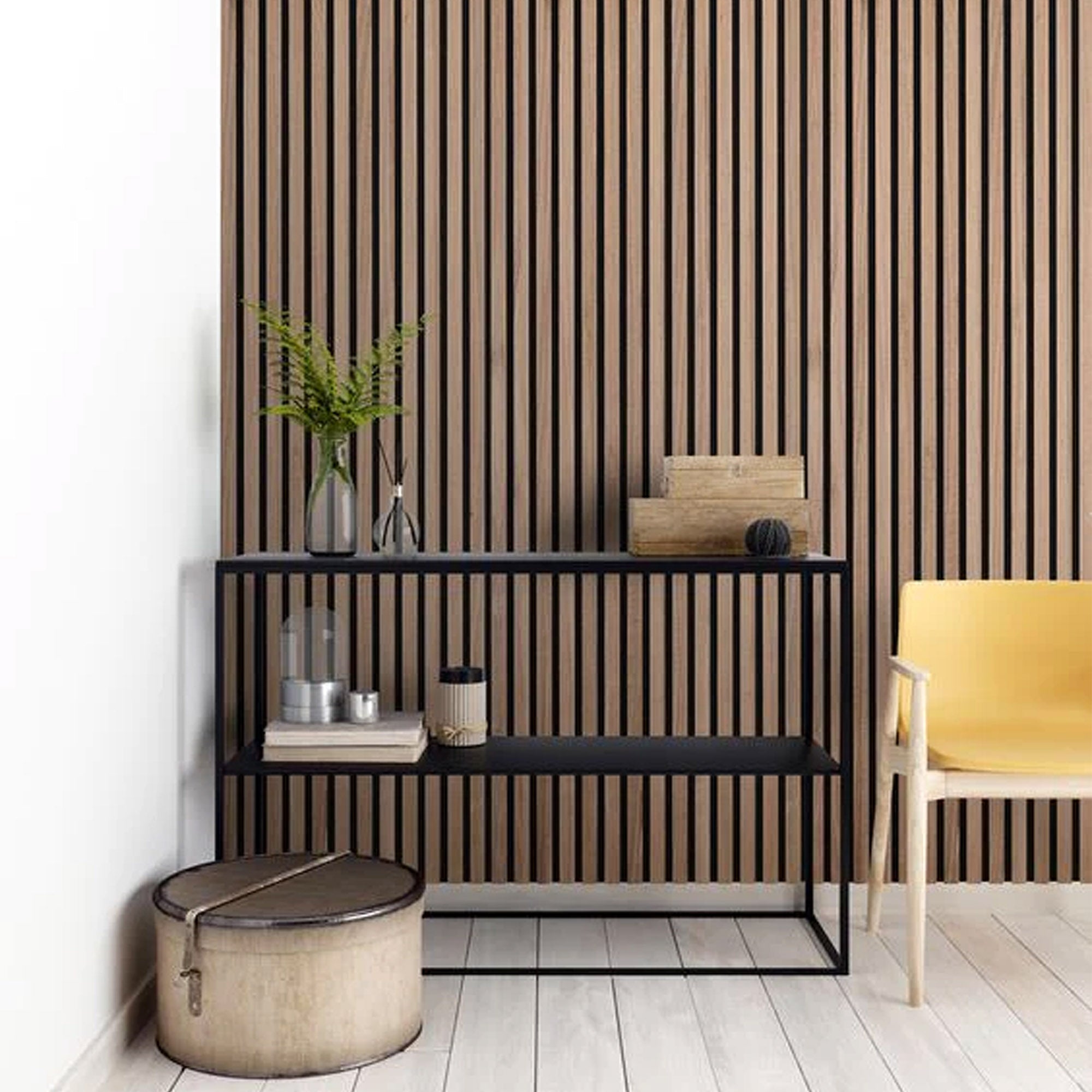 Sample of Slat acoustic panel   fire retardant - White oak 001-Sample -  Wall panels samples - ebarza Furniture UAE | Shop Modern Furniture in Abu Dhabi & Dubai - مفروشات ايبازرا في الامارات | تسوق اثاث عصري وديكورات مميزة في دبي وابوظبي