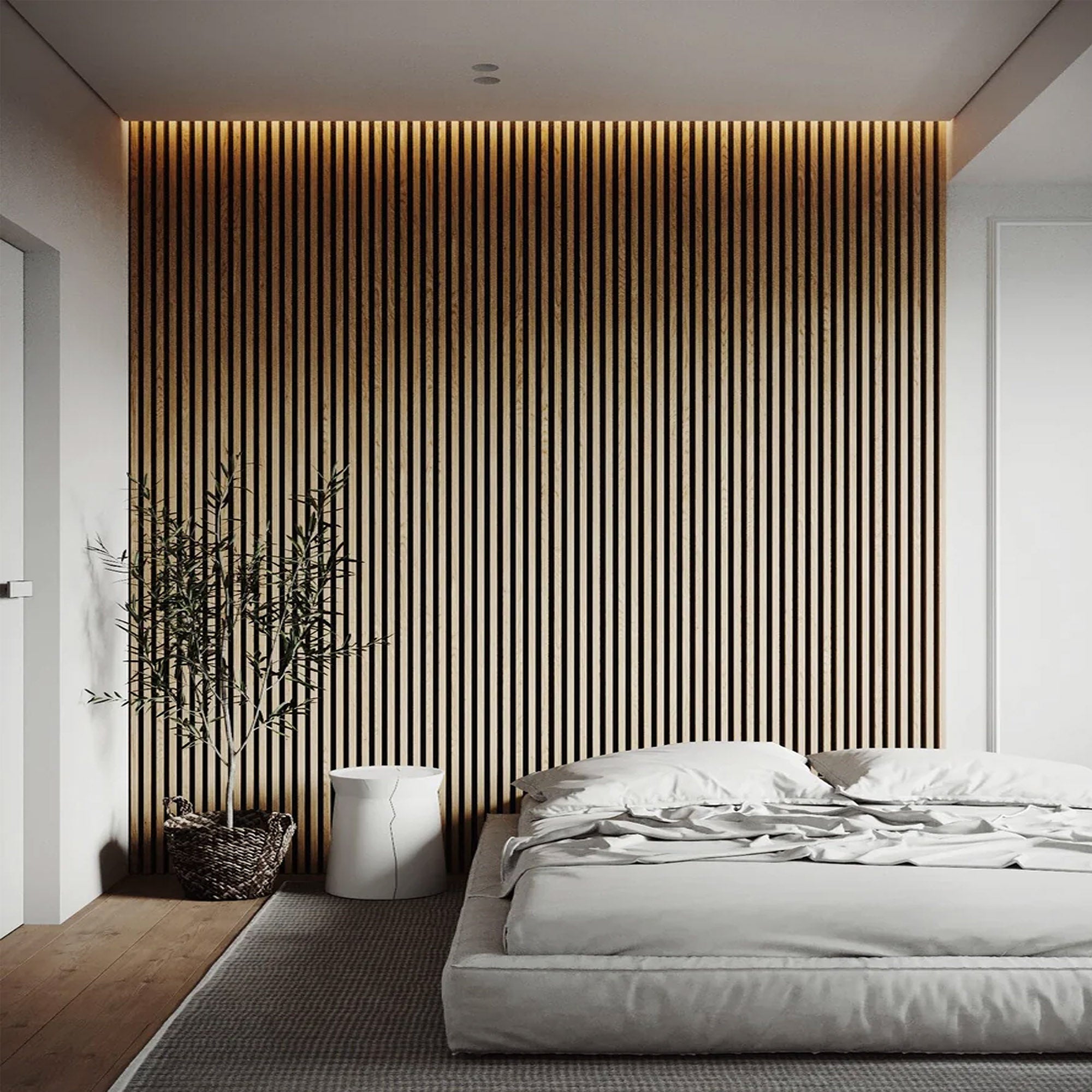 Sample of Slat acoustic panel   fire retardant - White oak 001-Sample -  Wall panels samples - ebarza Furniture UAE | Shop Modern Furniture in Abu Dhabi & Dubai - مفروشات ايبازرا في الامارات | تسوق اثاث عصري وديكورات مميزة في دبي وابوظبي