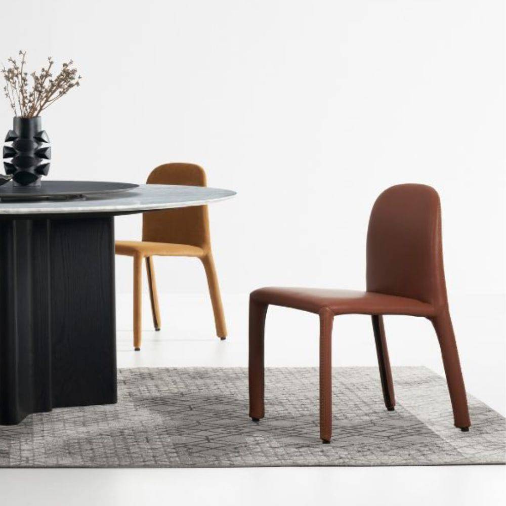 Clay Leather Dining Chair DC019 -  Chairs - ebarza Furniture UAE | Shop Modern Furniture in Abu Dhabi & Dubai - مفروشات ايبازرا في الامارات | تسوق اثاث عصري وديكورات مميزة في دبي وابوظبي