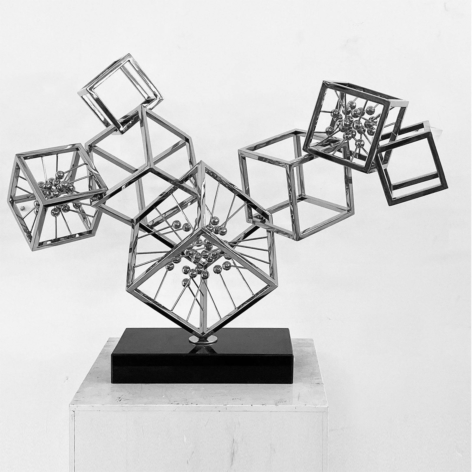 Cubes Handcrafted Stainless Steel Artwork Bj2020040 -  Artwork - ebarza Furniture UAE | Shop Modern Furniture in Abu Dhabi & Dubai - مفروشات ايبازرا في الامارات | تسوق اثاث عصري وديكورات مميزة في دبي وابوظبي