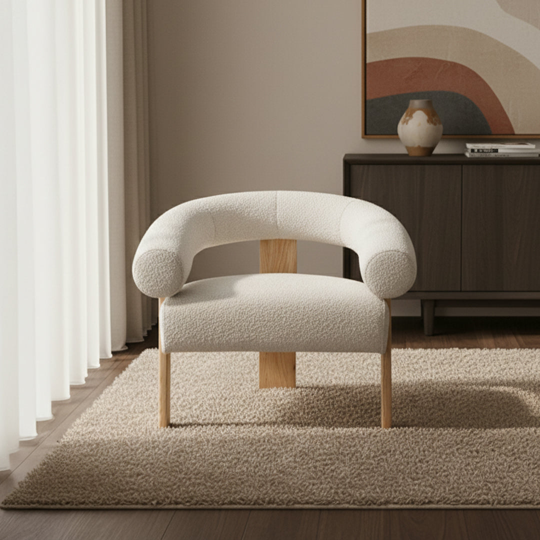 Curved Back Wishbone Chair With Brown On Oak Legs - Iv 17043-01 -  Armchairs - ebarza Furniture UAE | Shop Modern Furniture in Abu Dhabi & Dubai - مفروشات ايبازرا في الامارات | تسوق اثاث عصري وديكورات مميزة في دبي وابوظبي