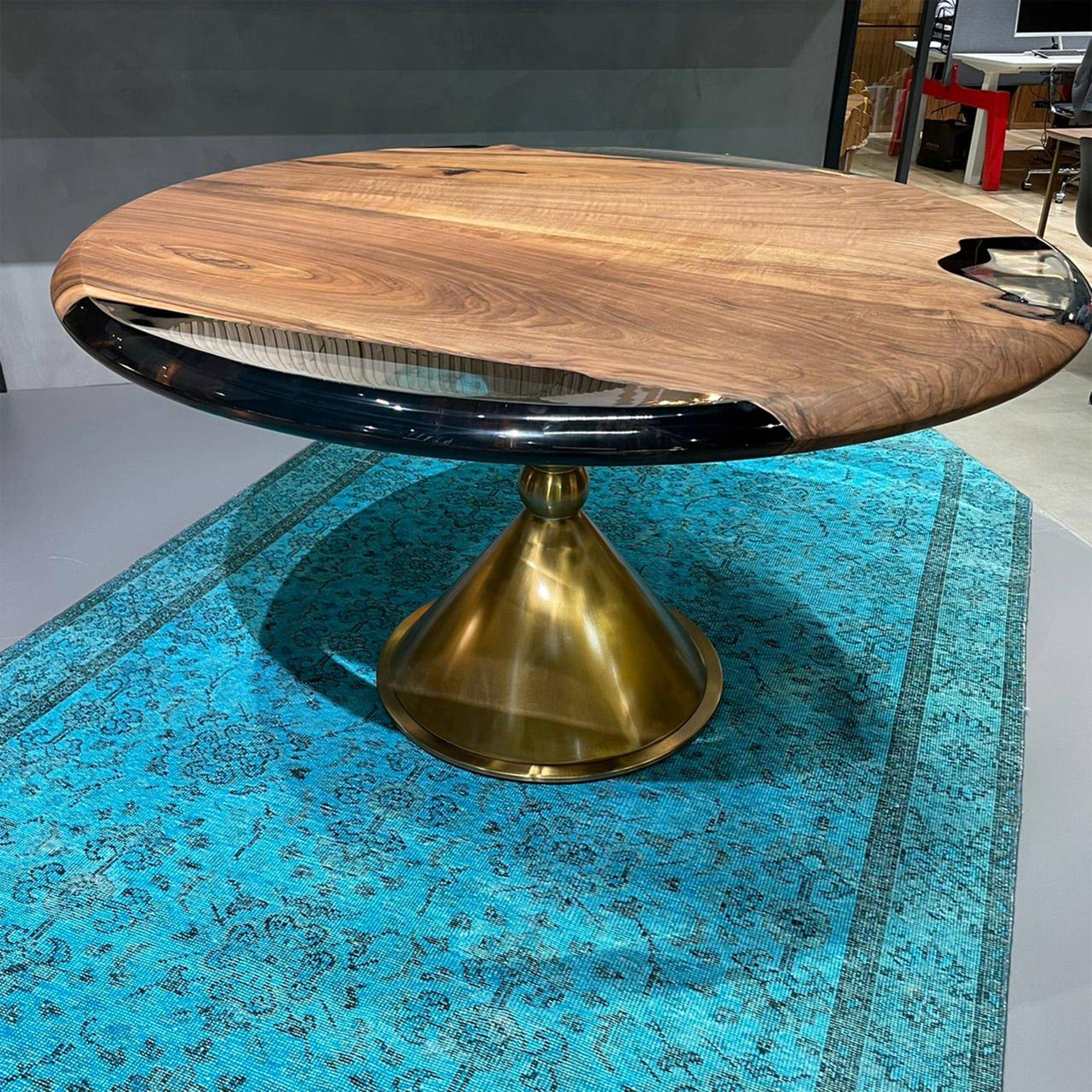 D140Cm Live Edge Resin Dining Table Top Sancround140 -  Table Tops - ebarza Furniture UAE | Shop Modern Furniture in Abu Dhabi & Dubai - مفروشات ايبازرا في الامارات | تسوق اثاث عصري وديكورات مميزة في دبي وابوظبي