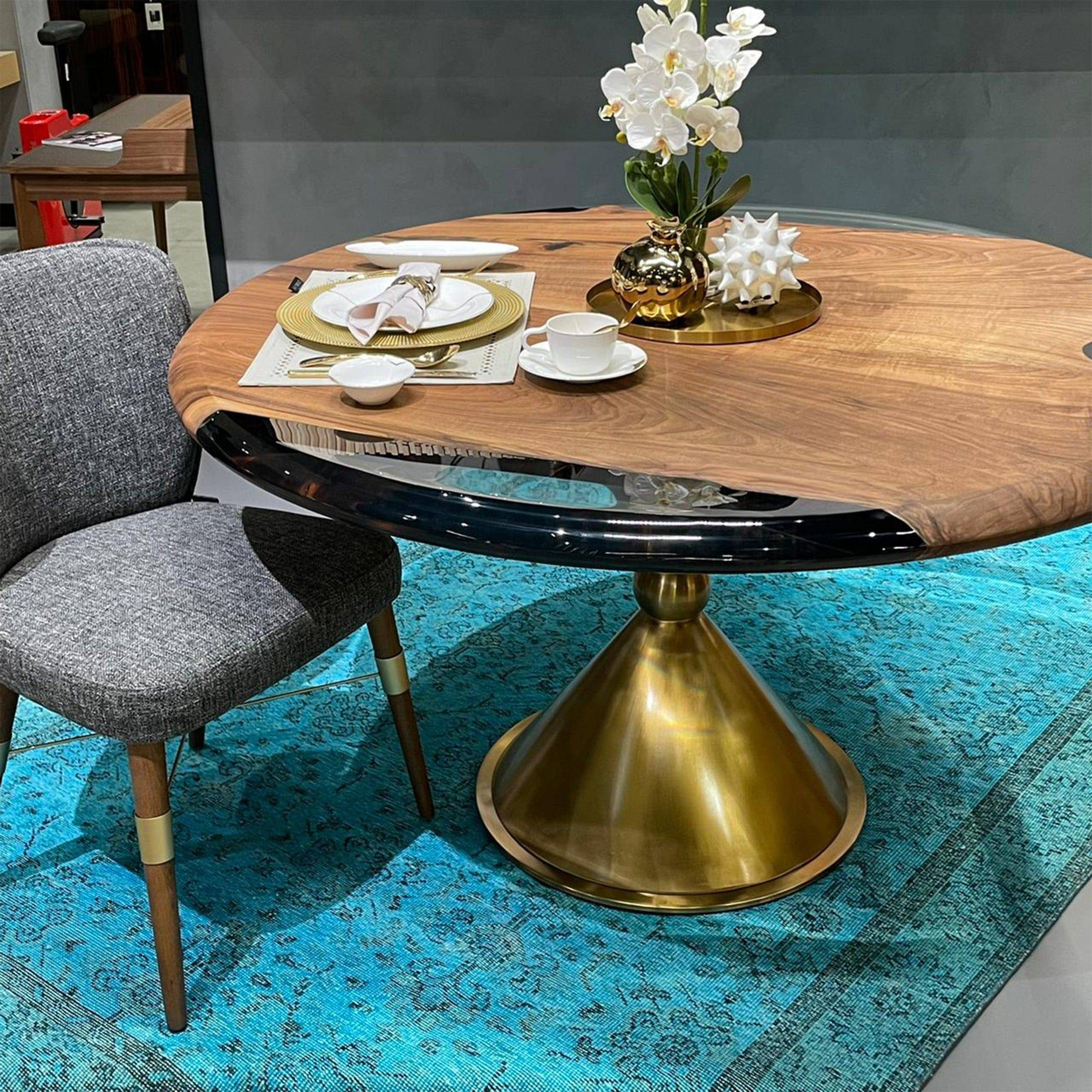 D140Cm Live Edge Resin Dining Table Top Sancround140 -  Table Tops - ebarza Furniture UAE | Shop Modern Furniture in Abu Dhabi & Dubai - مفروشات ايبازرا في الامارات | تسوق اثاث عصري وديكورات مميزة في دبي وابوظبي