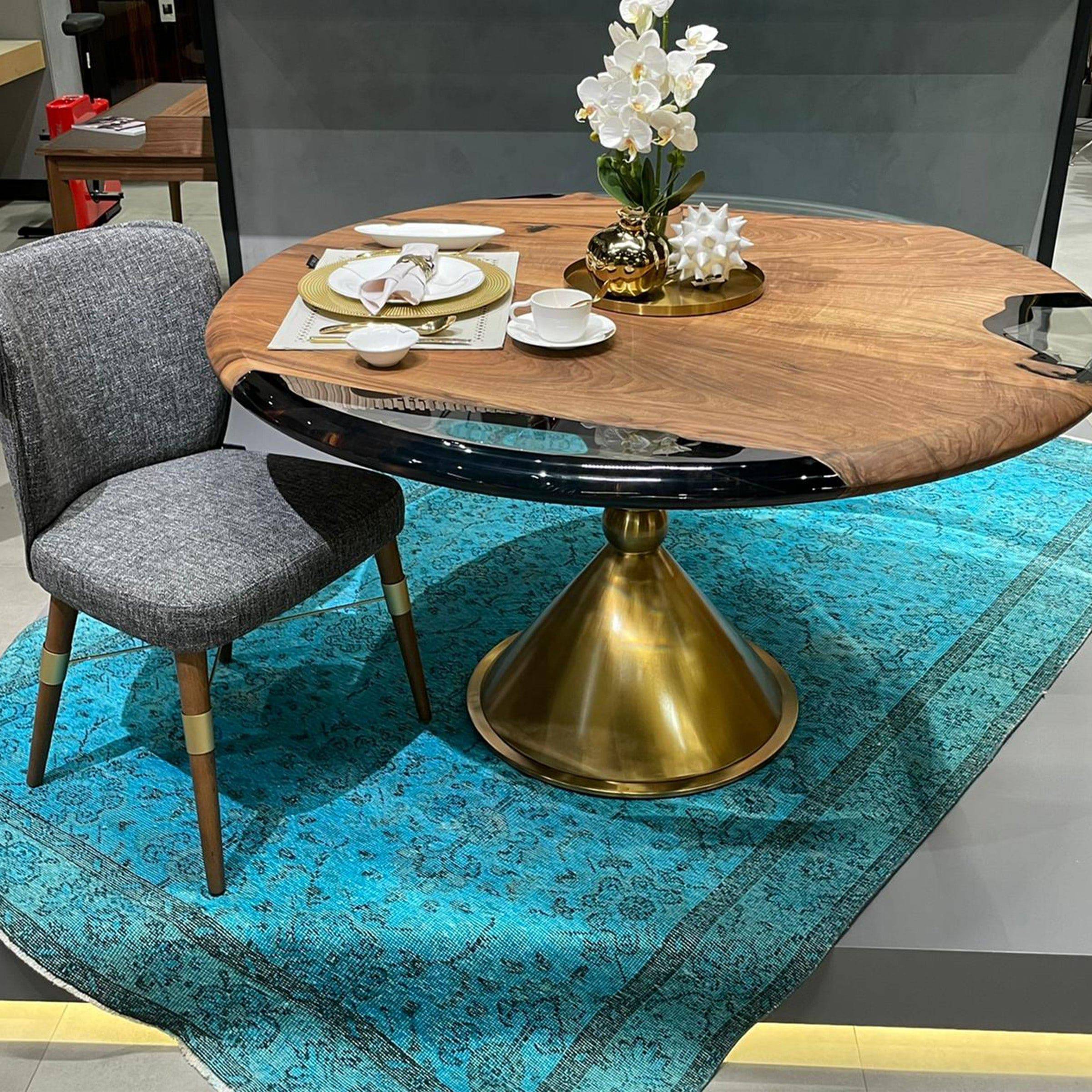 D140Cm Live Edge Resin Dining Table Top Sancround140 -  Table Tops - ebarza Furniture UAE | Shop Modern Furniture in Abu Dhabi & Dubai - مفروشات ايبازرا في الامارات | تسوق اثاث عصري وديكورات مميزة في دبي وابوظبي