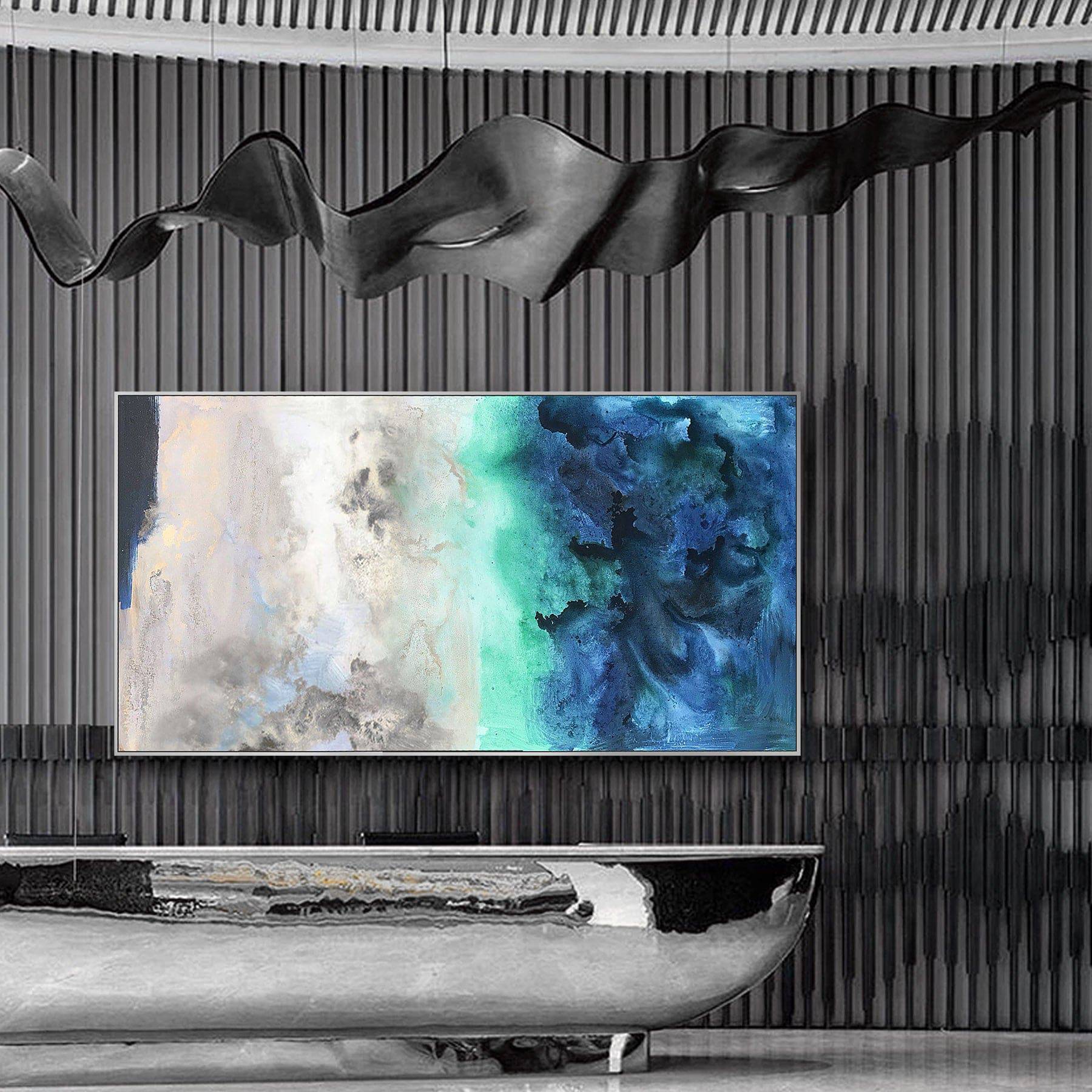 Deep Coast Hand Painted Art Painting With Frame 160X80 Cm Soap0059-Silver-B00111-S -  Paintings - ebarza Furniture UAE | Shop Modern Furniture in Abu Dhabi & Dubai - مفروشات ايبازرا في الامارات | تسوق اثاث عصري وديكورات مميزة في دبي وابوظبي