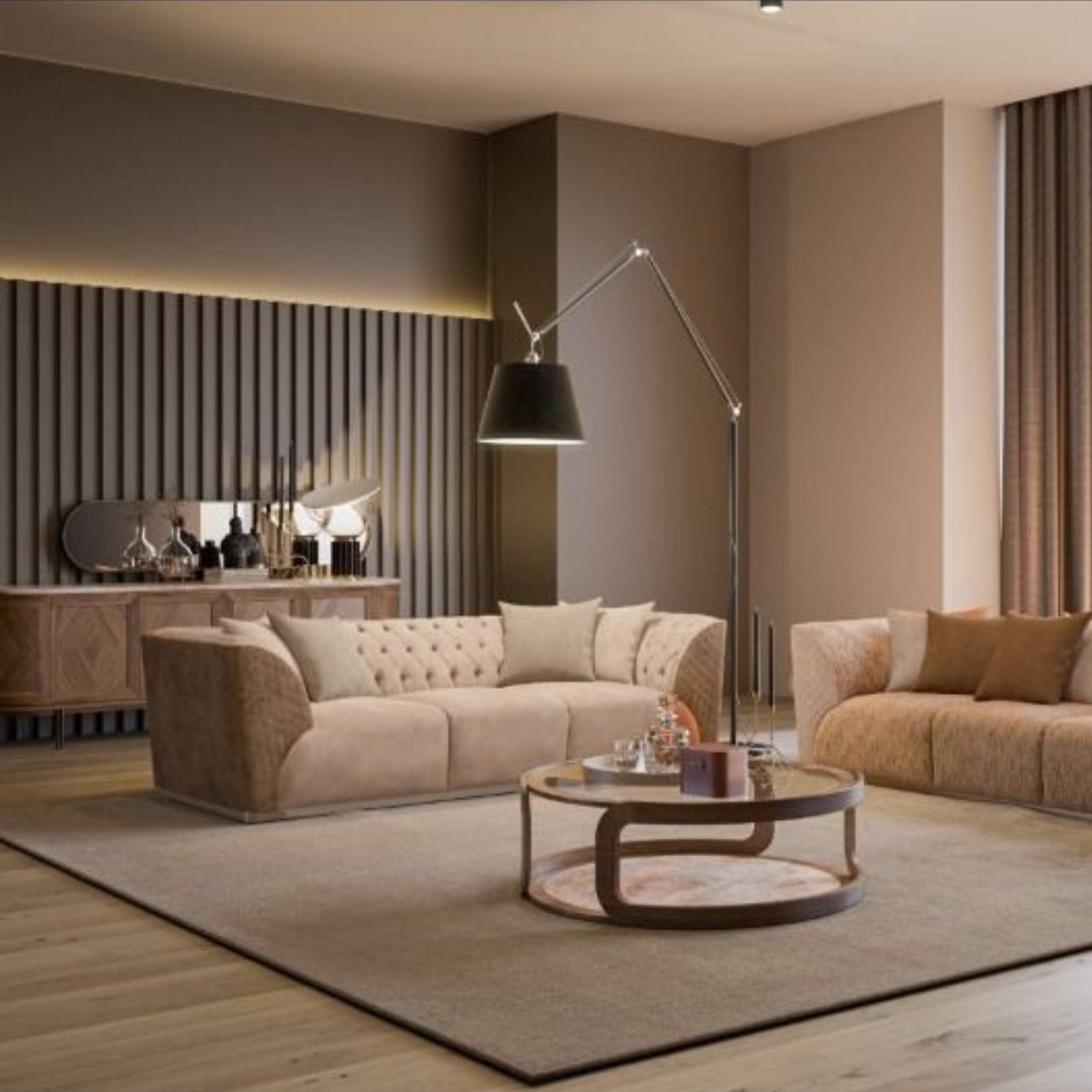 Delfina 3 Seater Sofa Delf-3S(Light Brown) -  Sofas - ebarza Furniture UAE | Shop Modern Furniture in Abu Dhabi & Dubai - مفروشات ايبازرا في الامارات | تسوق اثاث عصري وديكورات مميزة في دبي وابوظبي