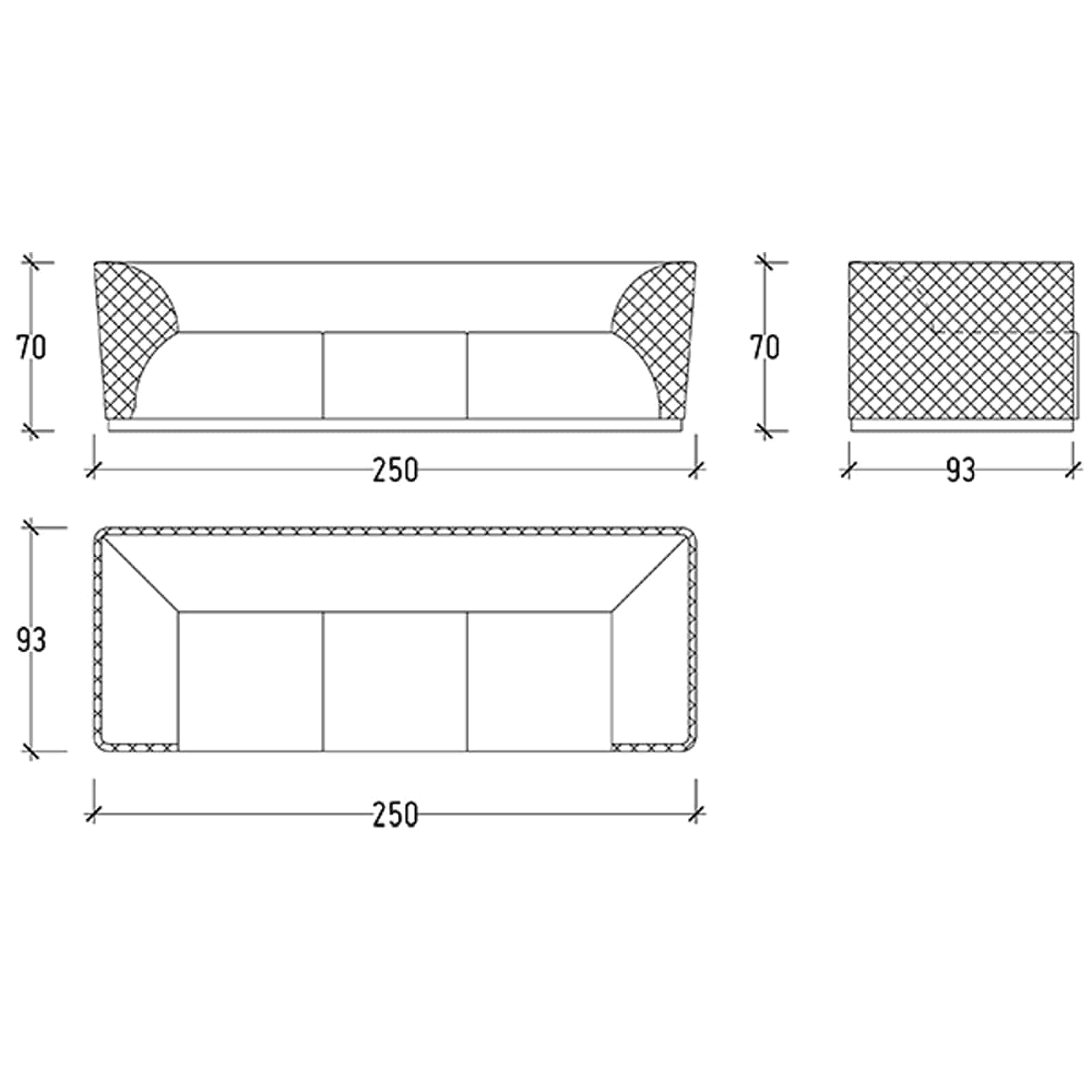 Delta 3 Seater Sofa Delt-3S -  Sofas - ebarza Furniture UAE | Shop Modern Furniture in Abu Dhabi & Dubai - مفروشات ايبازرا في الامارات | تسوق اثاث عصري وديكورات مميزة في دبي وابوظبي