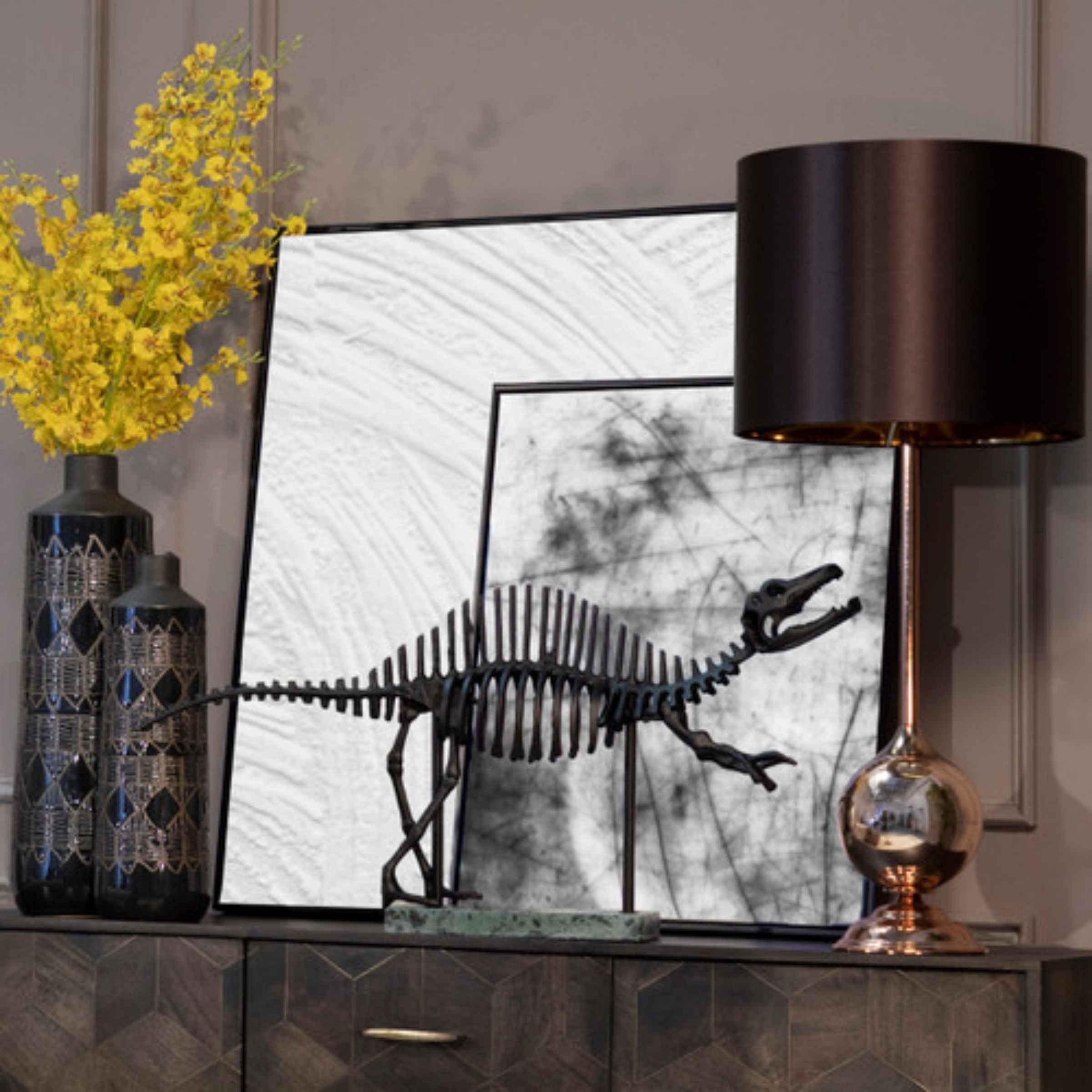 Dinosaur Metal Table Decor 78 Cm - Black 15287 -  Home Decor Figurines - ebarza Furniture UAE | Shop Modern Furniture in Abu Dhabi & Dubai - مفروشات ايبازرا في الامارات | تسوق اثاث عصري وديكورات مميزة في دبي وابوظبي