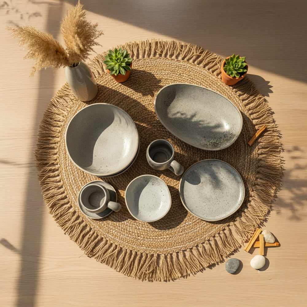 Asian Zen ceramic Plate  E837-P-08268  5.5 -  Plates - ebarza Furniture UAE | Shop Modern Furniture in Abu Dhabi & Dubai - مفروشات ايبازرا في الامارات | تسوق اثاث عصري وديكورات مميزة في دبي وابوظبي