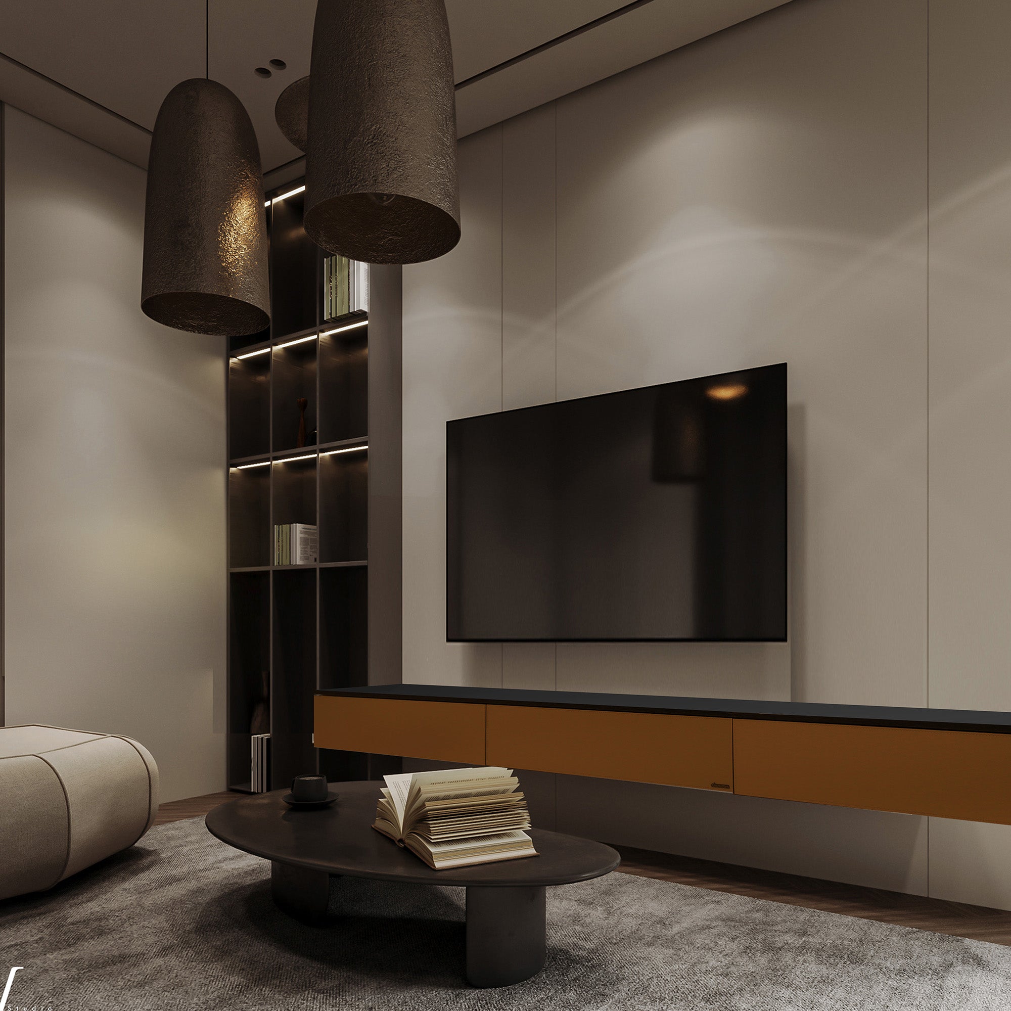 Suspended  / Hanged  Modular Wall Unit  / Dresser / TV unit 160CM  MLL-CUS01-M7 Orange -  Storage/TV Unites - ebarza Furniture UAE | Shop Modern Furniture in Abu Dhabi & Dubai - مفروشات ايبازرا في الامارات | تسوق اثاث عصري وديكورات مميزة في دبي وابوظبي