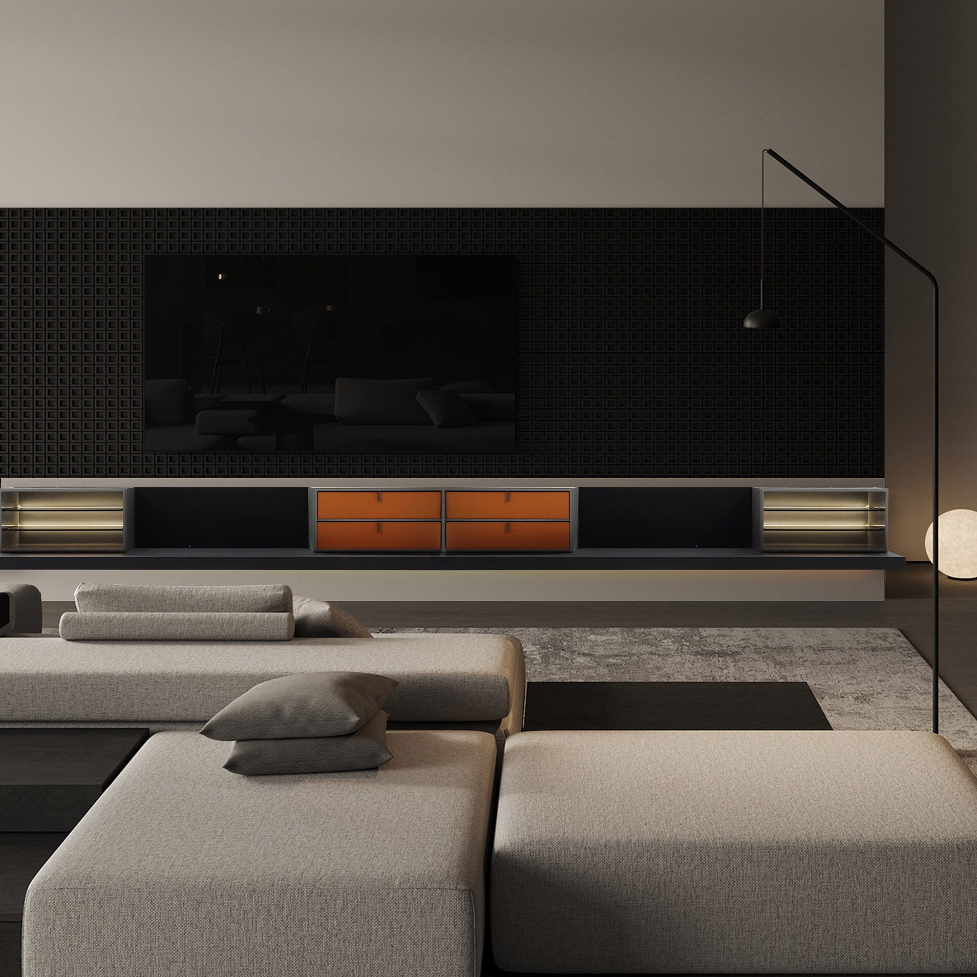 Handged floating Tv Unit IDG-D212-[1909] -  Storage/TV Unites - ebarza Furniture UAE | Shop Modern Furniture in Abu Dhabi & Dubai - مفروشات ايبازرا في الامارات | تسوق اثاث عصري وديكورات مميزة في دبي وابوظبي