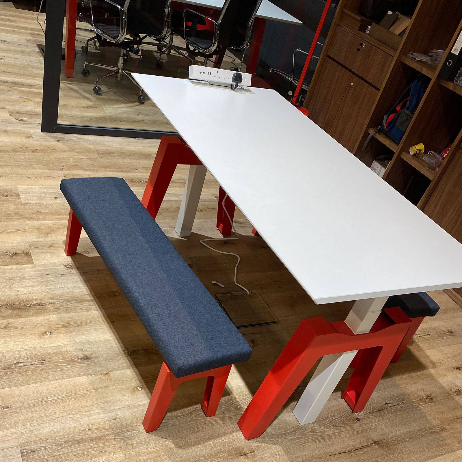 Ebarza Hydraulic  Meeting Table -Red -  Office Desks - ebarza Furniture UAE | Shop Modern Furniture in Abu Dhabi & Dubai - مفروشات ايبازرا في الامارات | تسوق اثاث عصري وديكورات مميزة في دبي وابوظبي