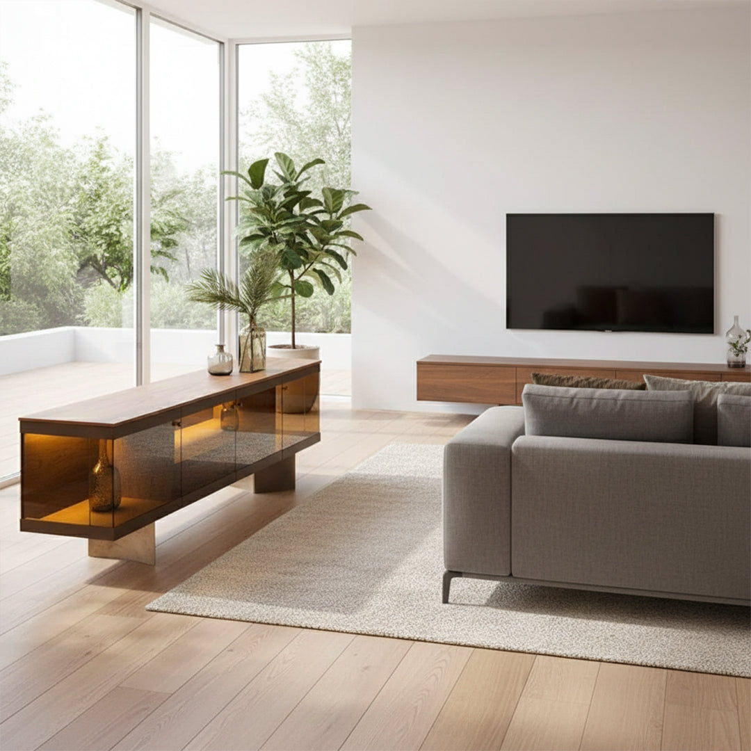 Edessa Sideboard With Glass Edsa-Console -  Sideboards - ebarza Furniture UAE | Shop Modern Furniture in Abu Dhabi & Dubai - مفروشات ايبازرا في الامارات | تسوق اثاث عصري وديكورات مميزة في دبي وابوظبي