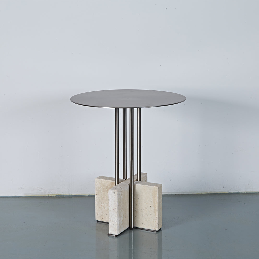 Elysian Travertine Side Table JA043-A -  Side Tables - ebarza Furniture UAE | Shop Modern Furniture in Abu Dhabi & Dubai - مفروشات ايبازرا في الامارات | تسوق اثاث عصري وديكورات مميزة في دبي وابوظبي