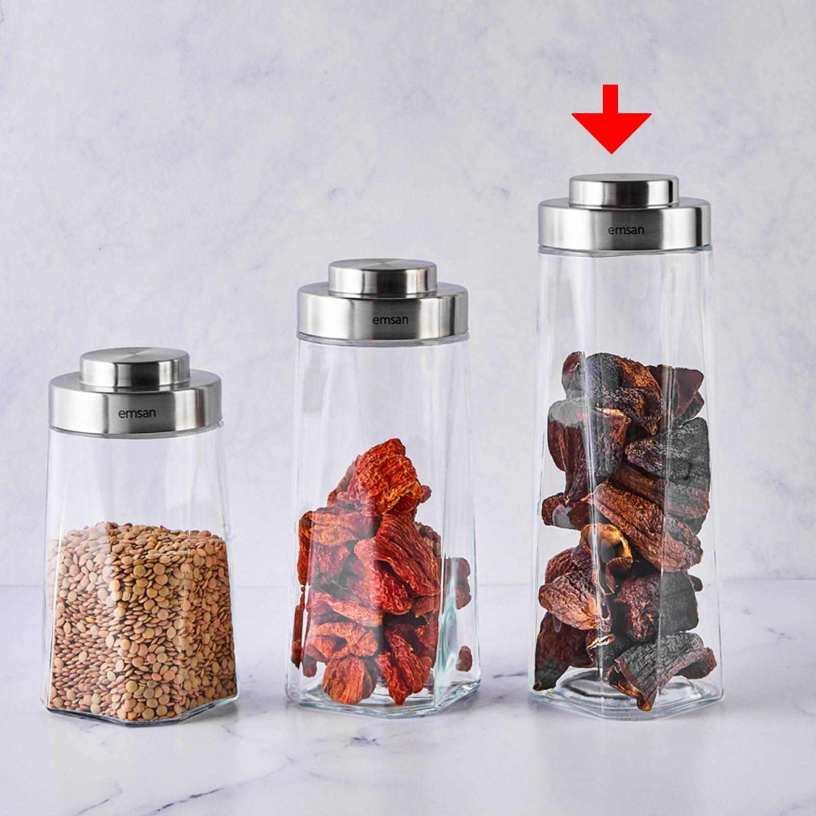 Emsan Pyramid Glass Jar Xl 153.03.07.8285 -  Spice Sets - ebarza Furniture UAE | Shop Modern Furniture in Abu Dhabi & Dubai - مفروشات ايبازرا في الامارات | تسوق اثاث عصري وديكورات مميزة في دبي وابوظبي