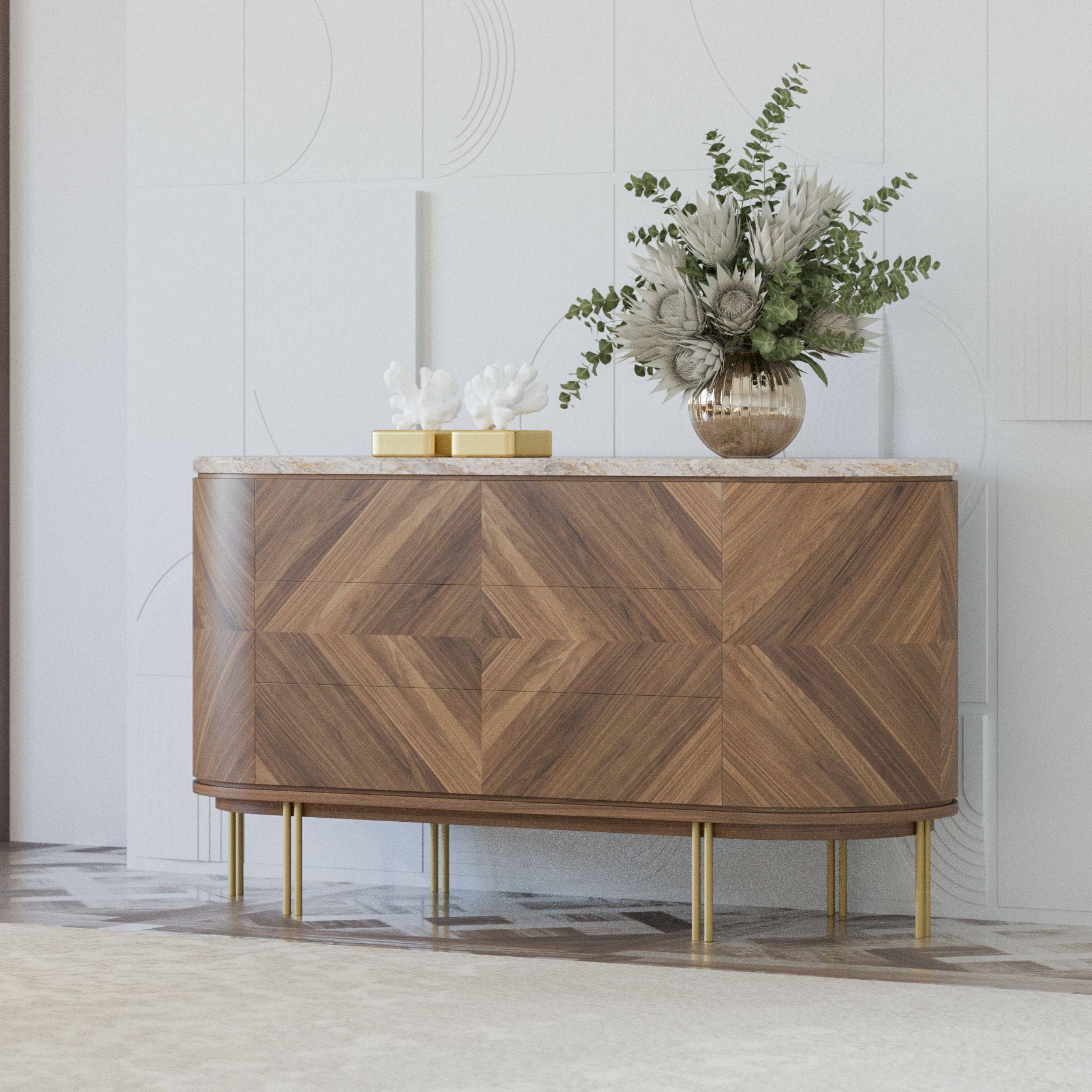 Eva Natural Marble Dresser Eva-Dresser -  Dressers - ebarza Furniture UAE | Shop Modern Furniture in Abu Dhabi & Dubai - مفروشات ايبازرا في الامارات | تسوق اثاث عصري وديكورات مميزة في دبي وابوظبي