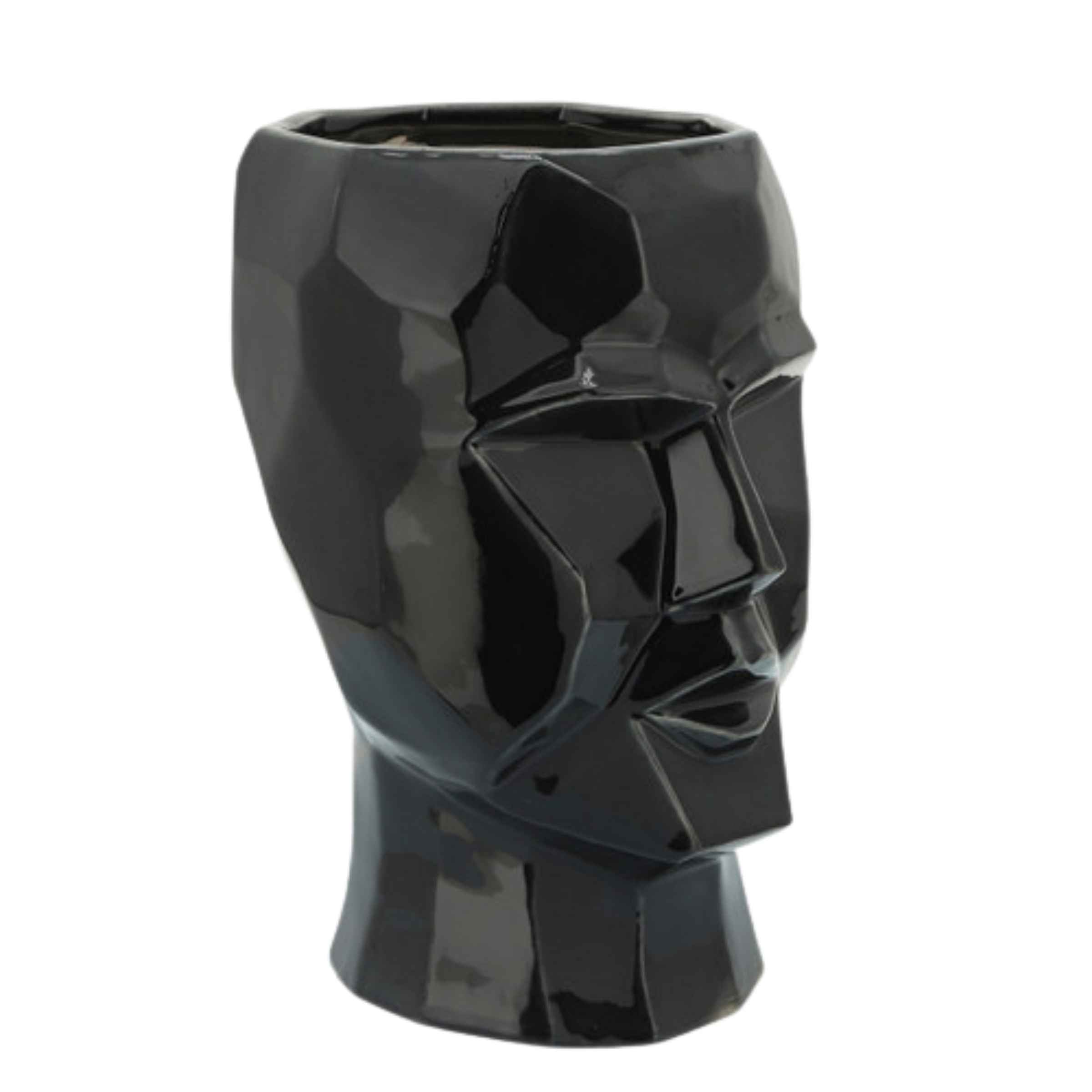 Face Ceramic Vase 30 Cm - Black 14791-02 -  Vases - ebarza Furniture UAE | Shop Modern Furniture in Abu Dhabi & Dubai - مفروشات ايبازرا في الامارات | تسوق اثاث عصري وديكورات مميزة في دبي وابوظبي